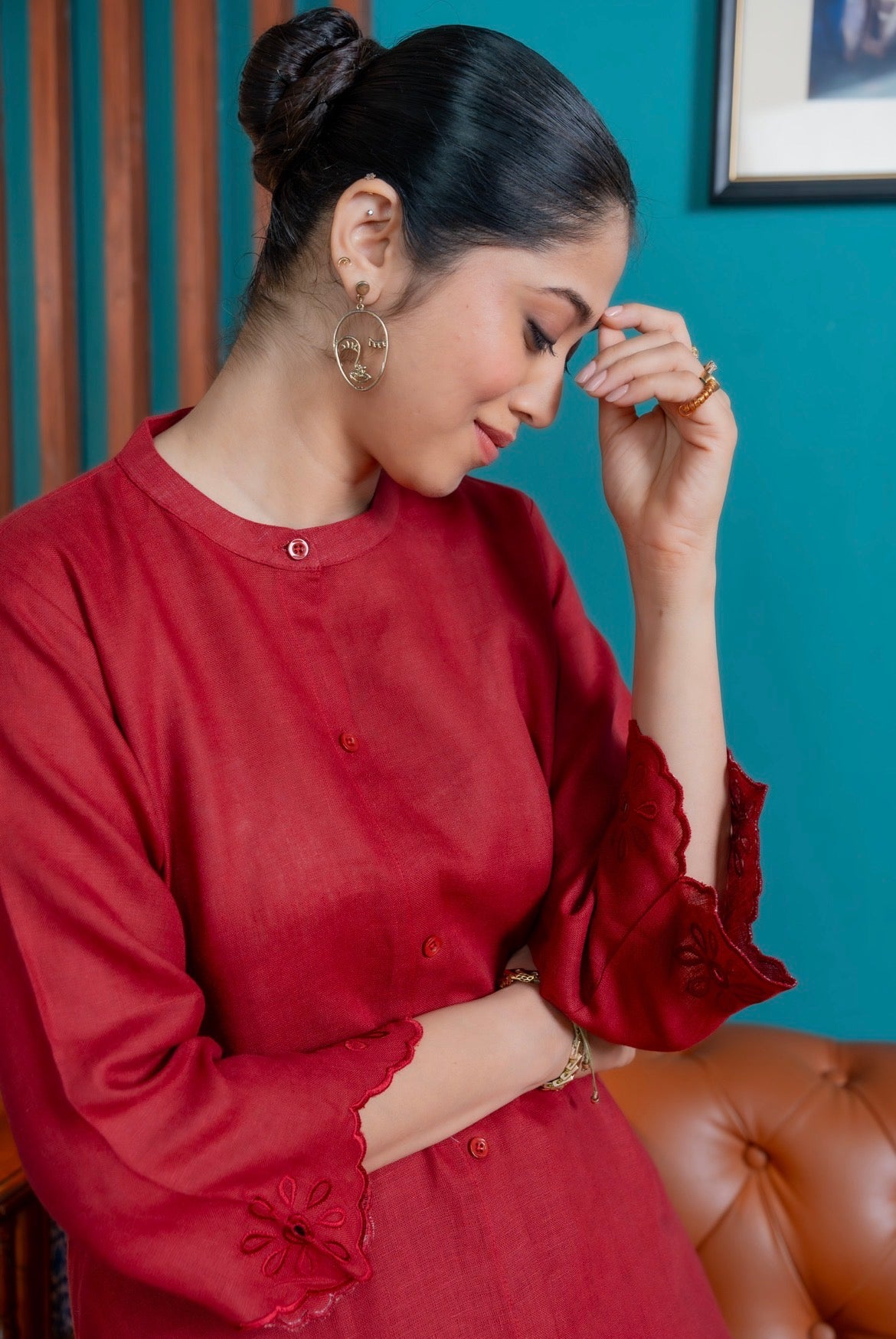 Ruby Red Linen Pair
