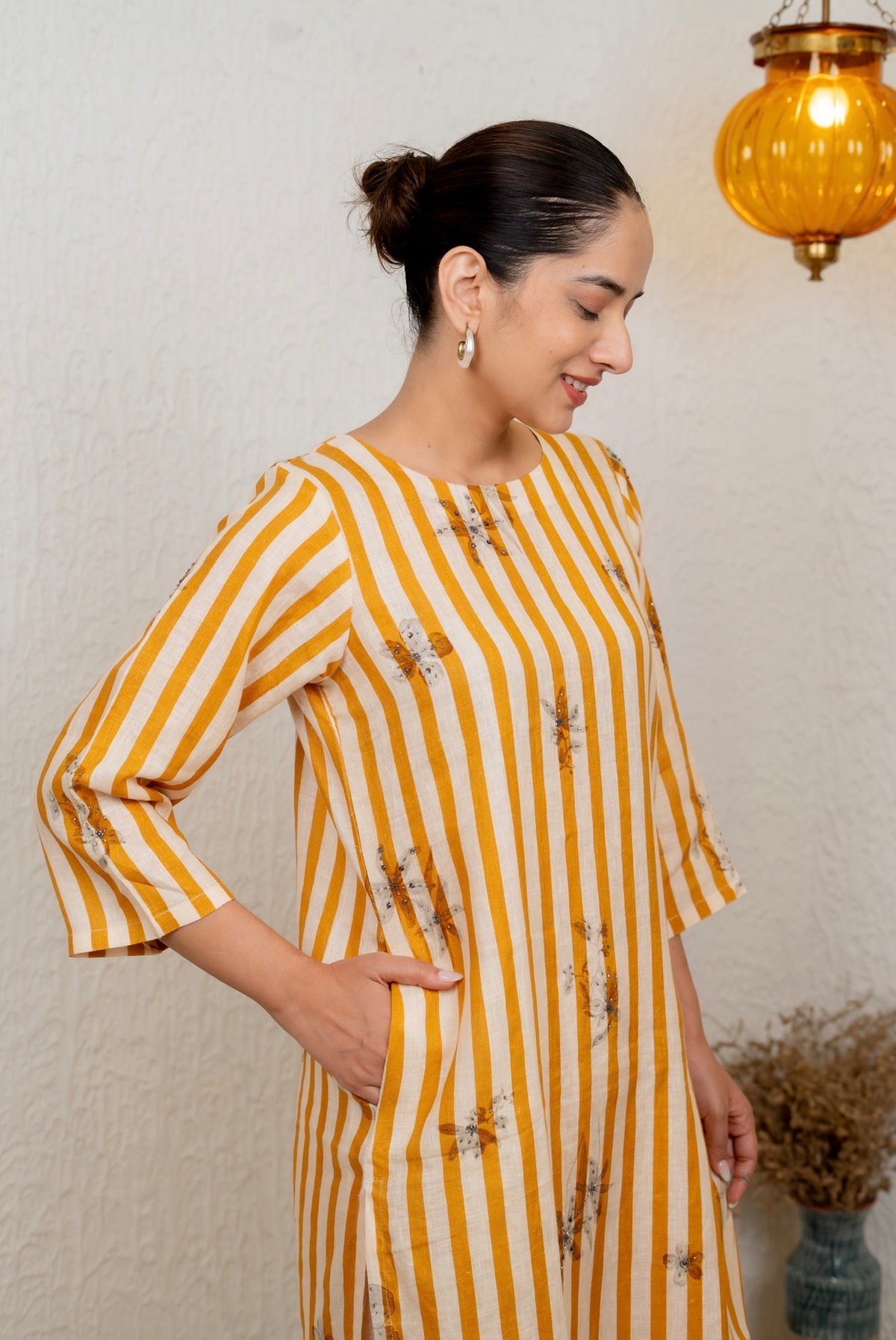 Stripe Tribe Mustard Linen Pair