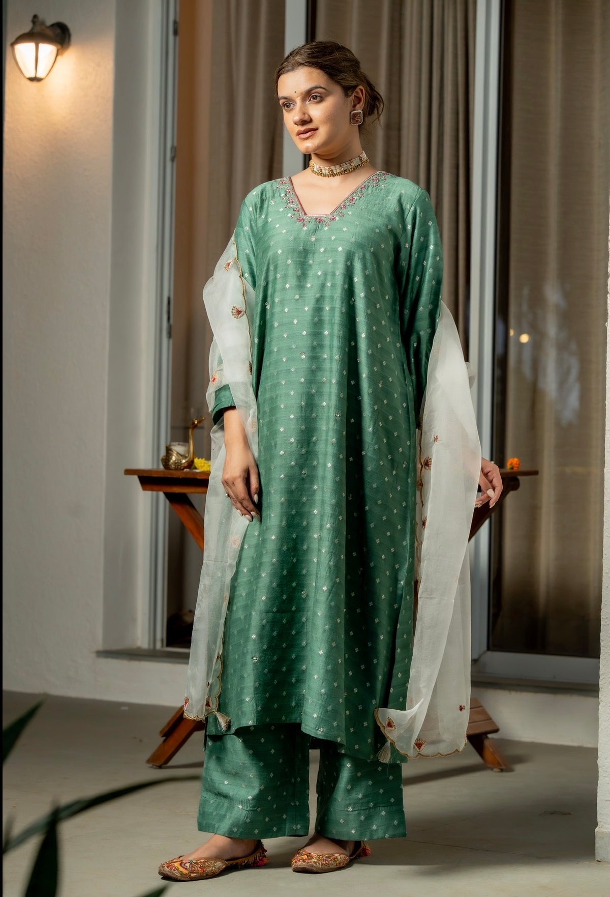 Fern Green Moonga Silk Set
