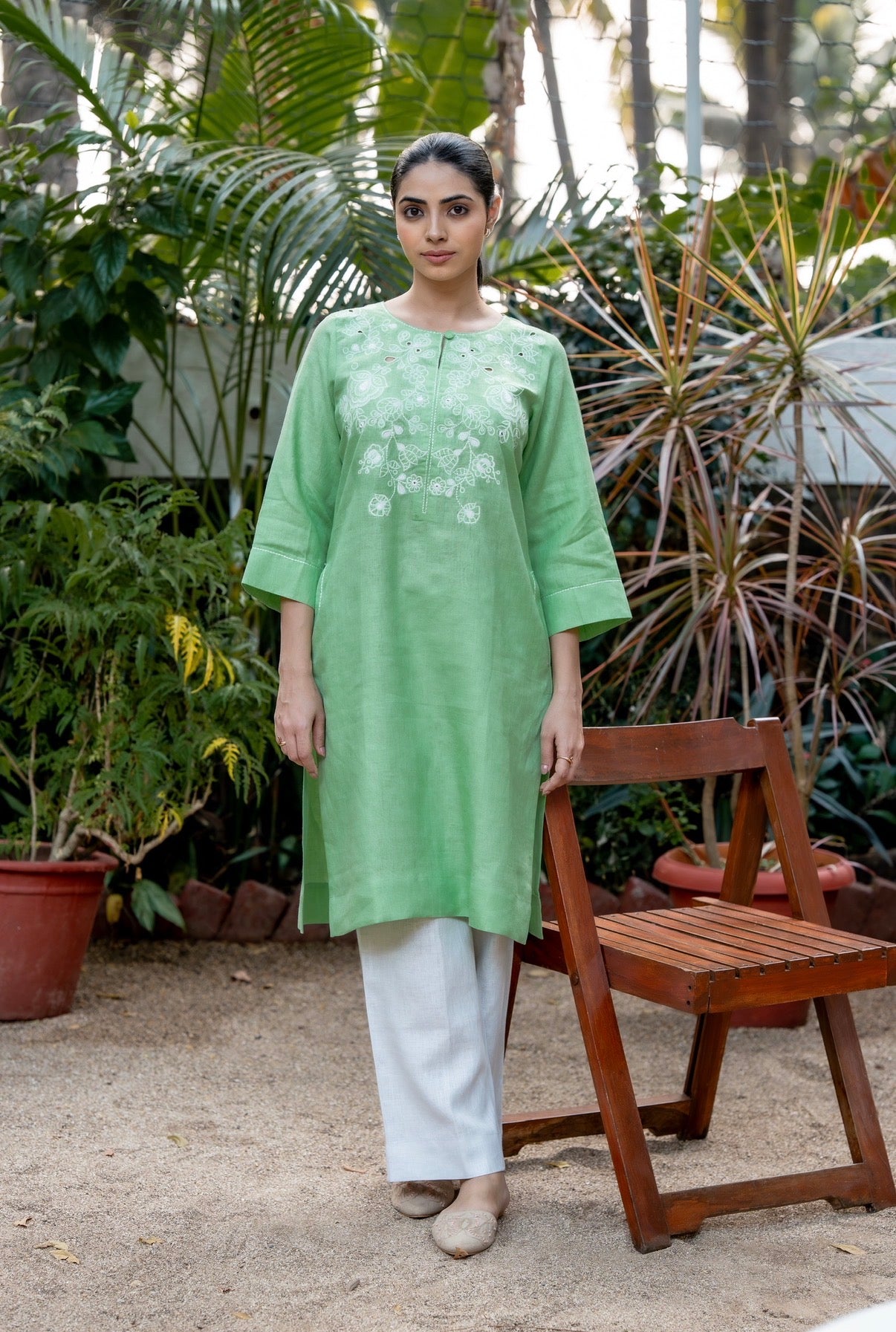 Spring Green-Grey Linen Pair