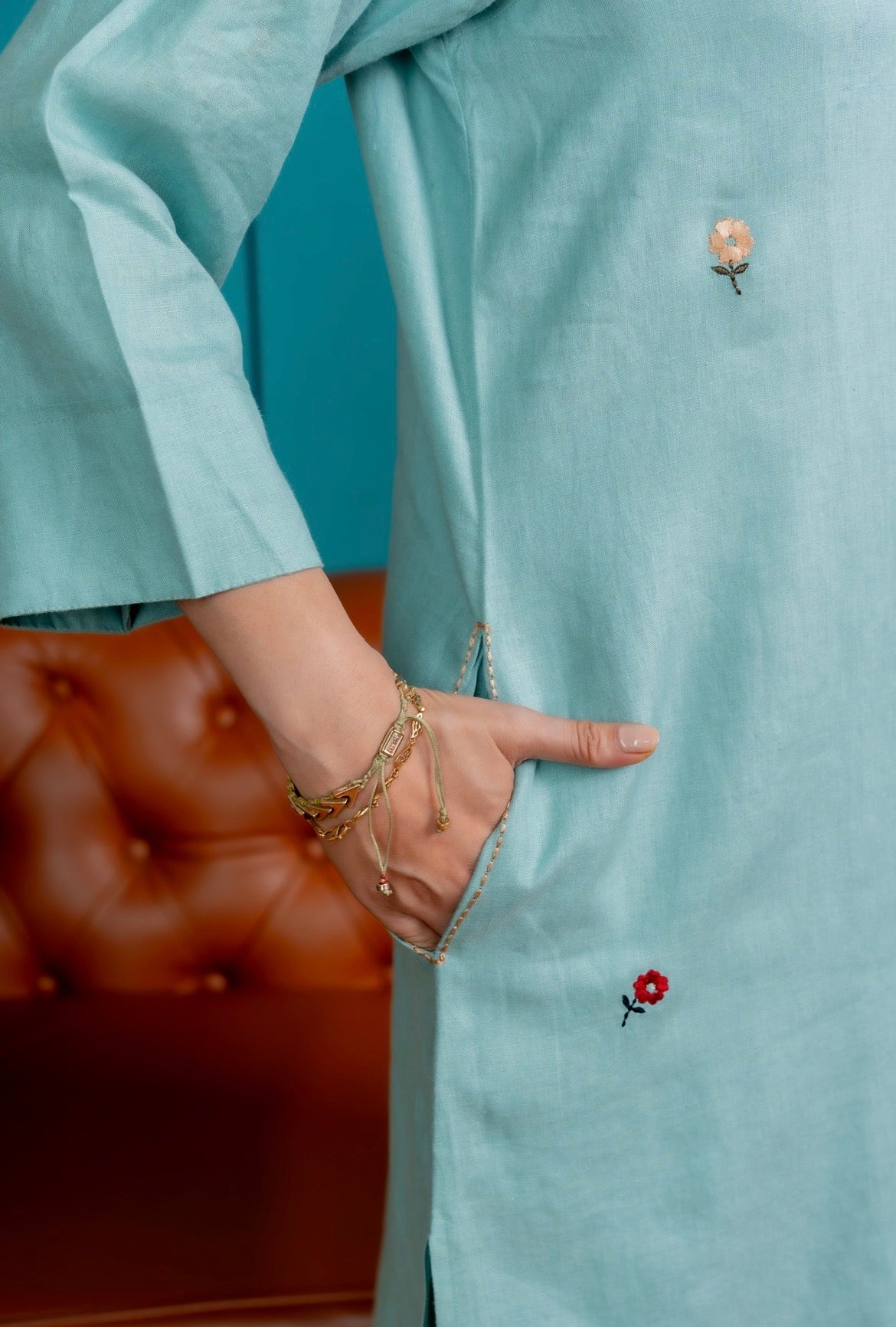 Blue-Green Linen Pair