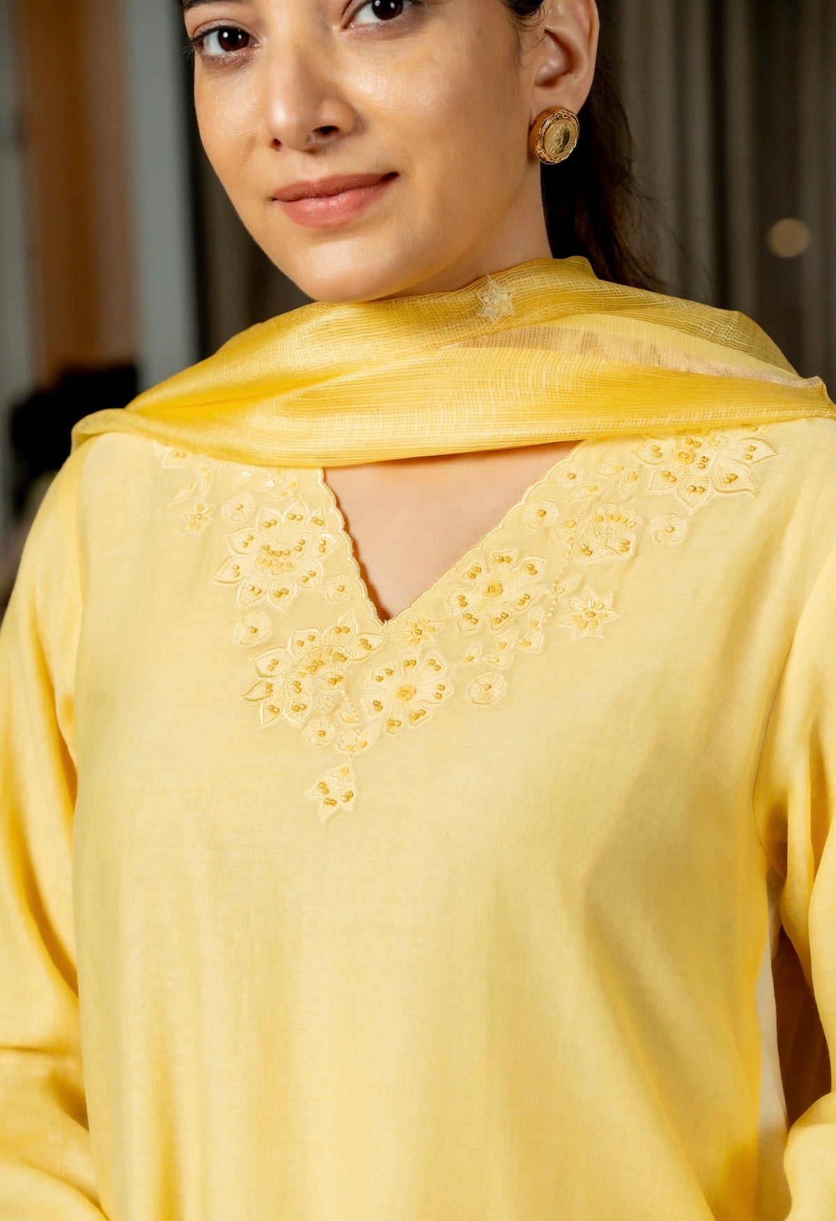 Sunflower Mul Chanderi Silk Set