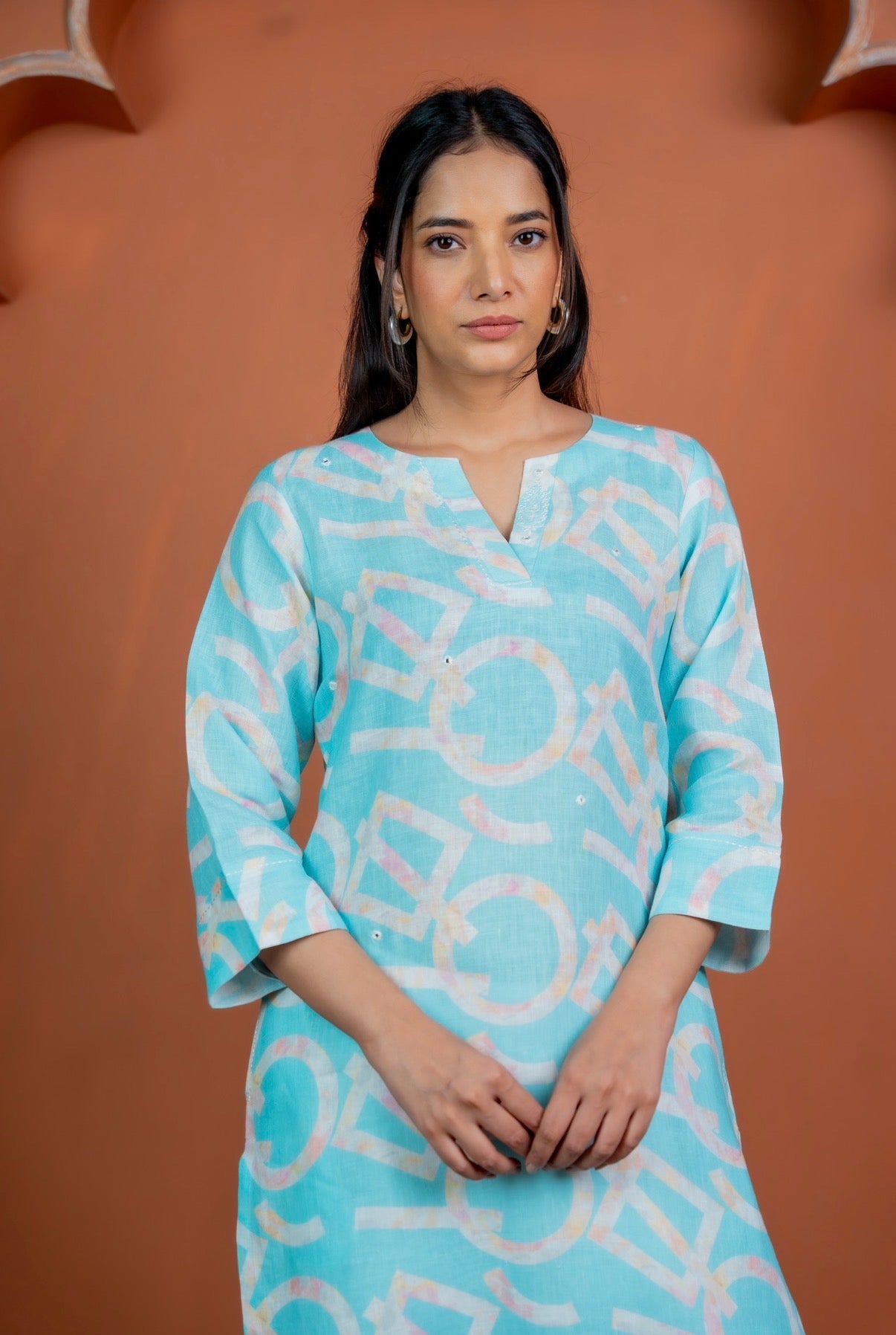 Aqua Blue Linen Pair