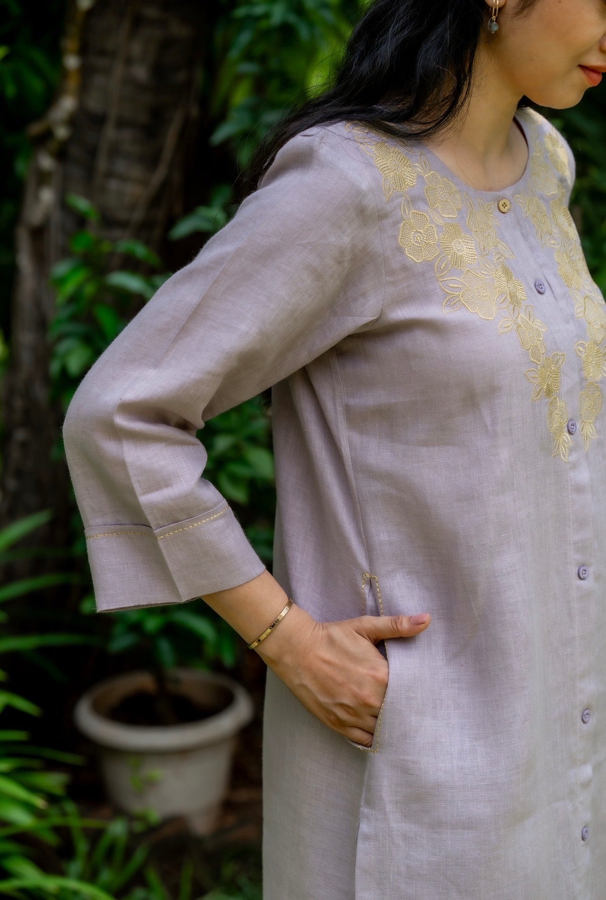 Purple Pocket Linen Pair