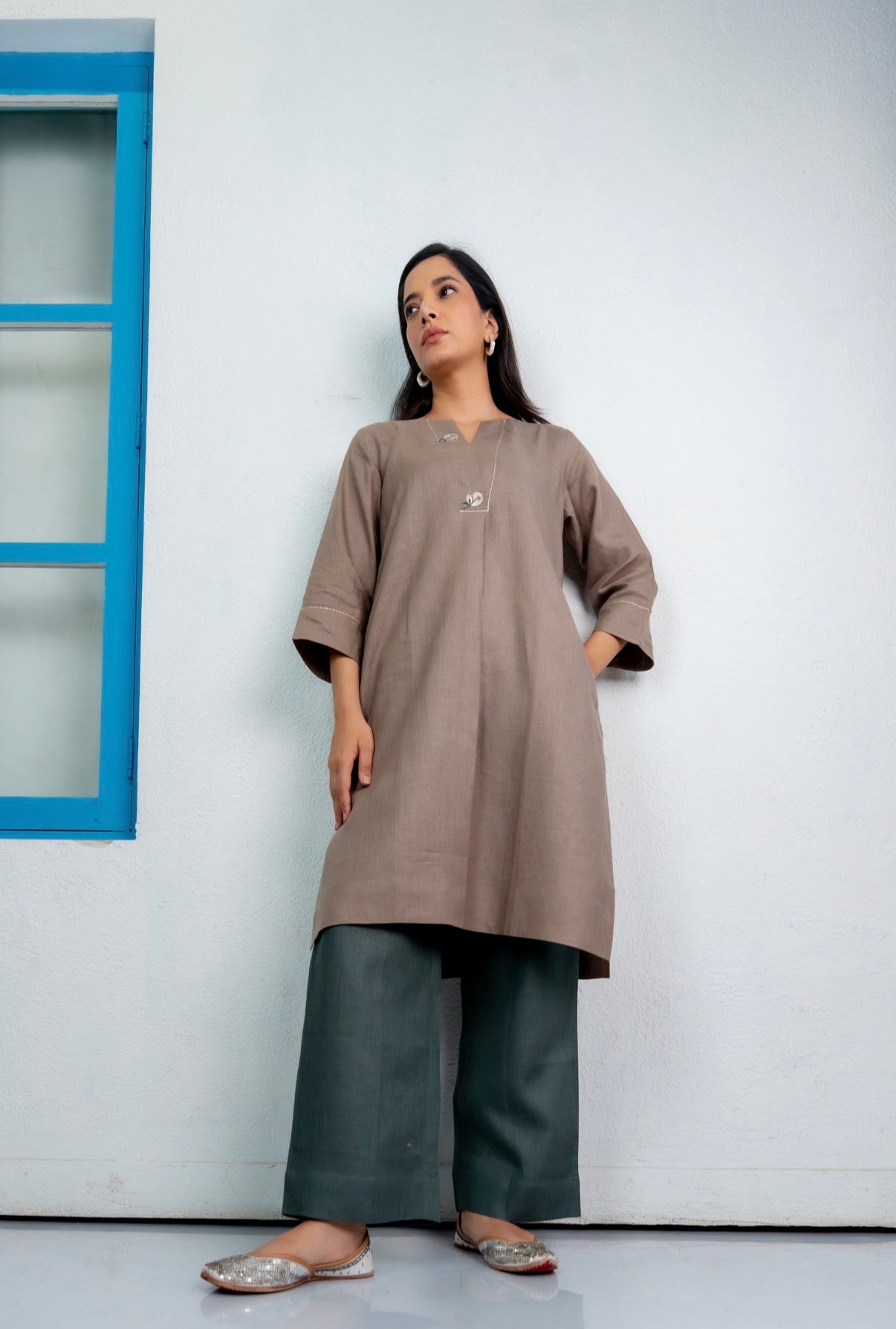 Taupe-Green Linen Pair