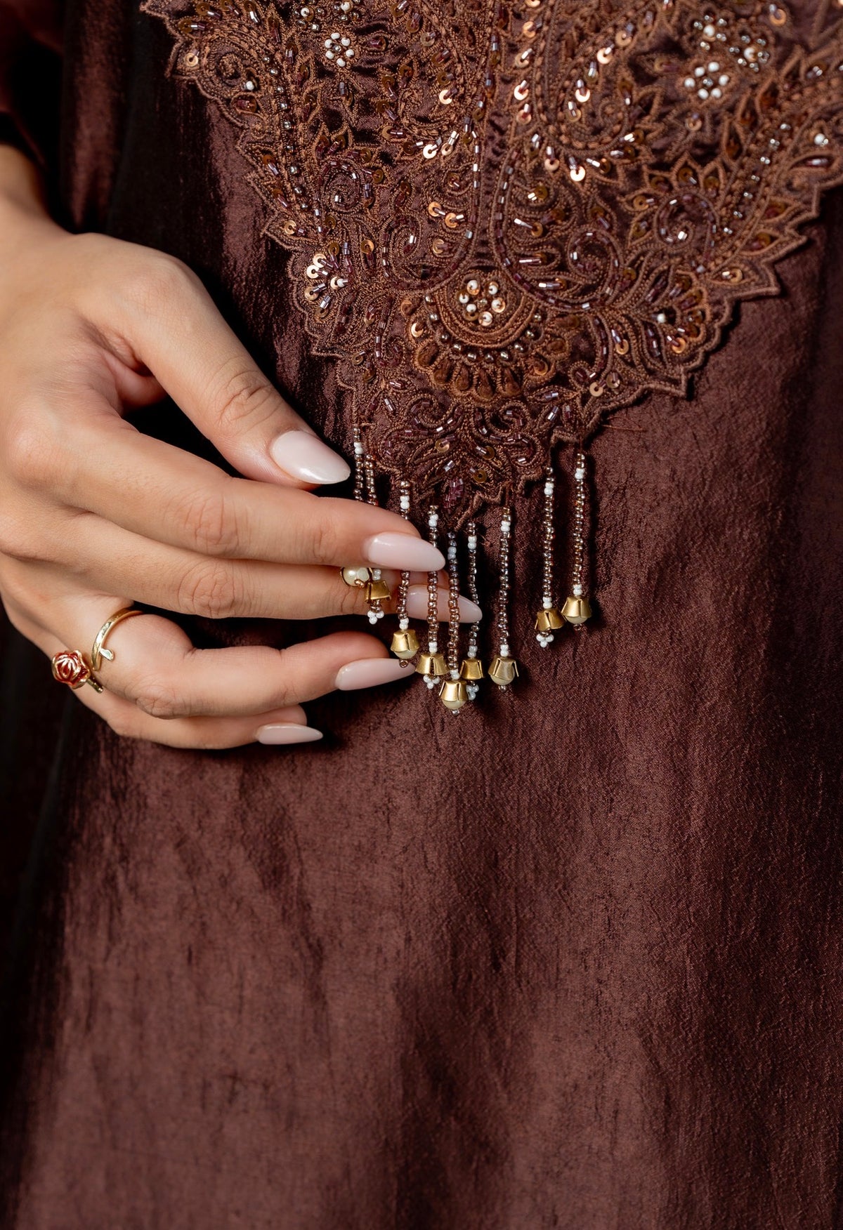 Russet Brown Kora Silk Set