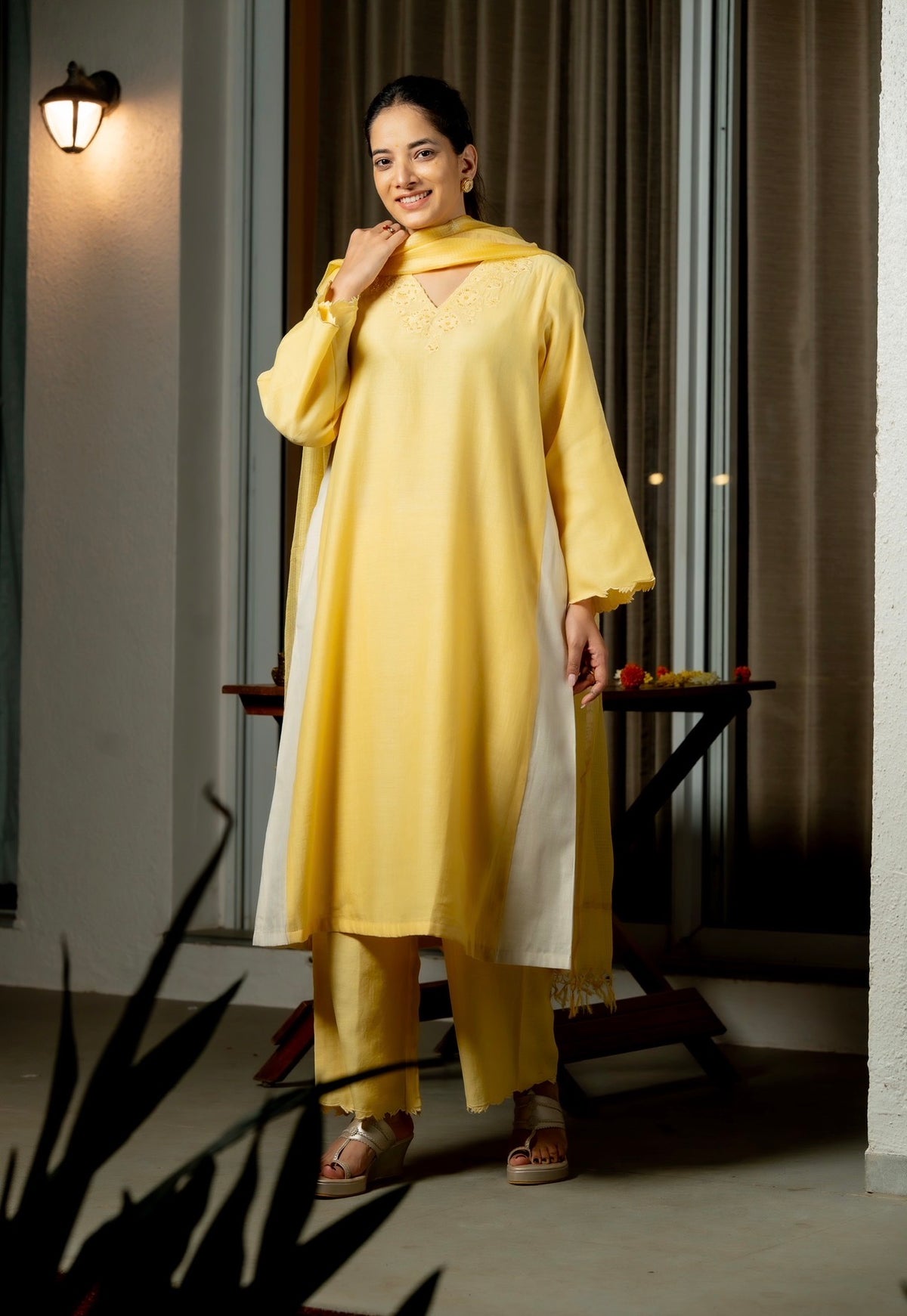 Sunflower Mul Chanderi Silk Set