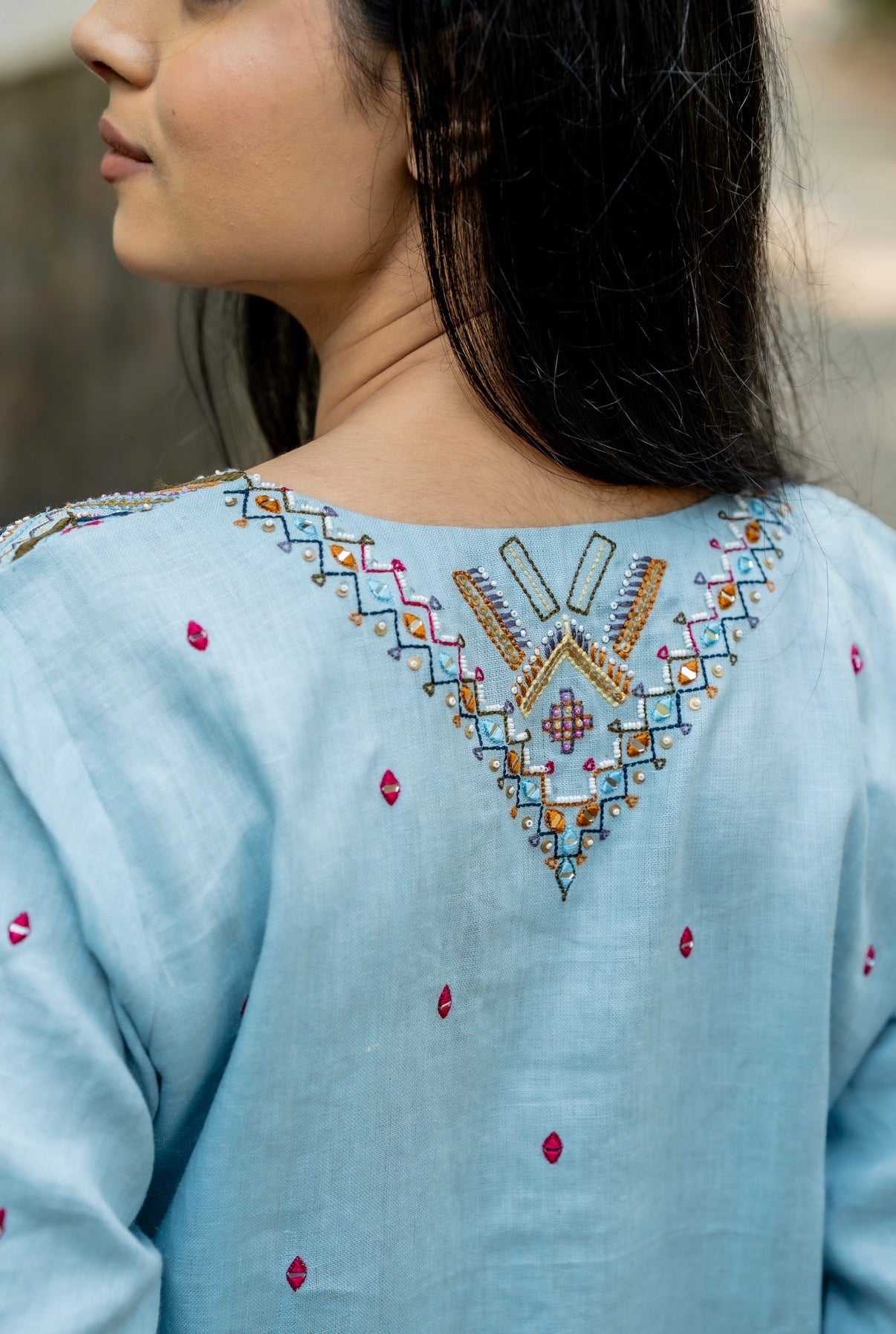 Blossom Blue Linen Set