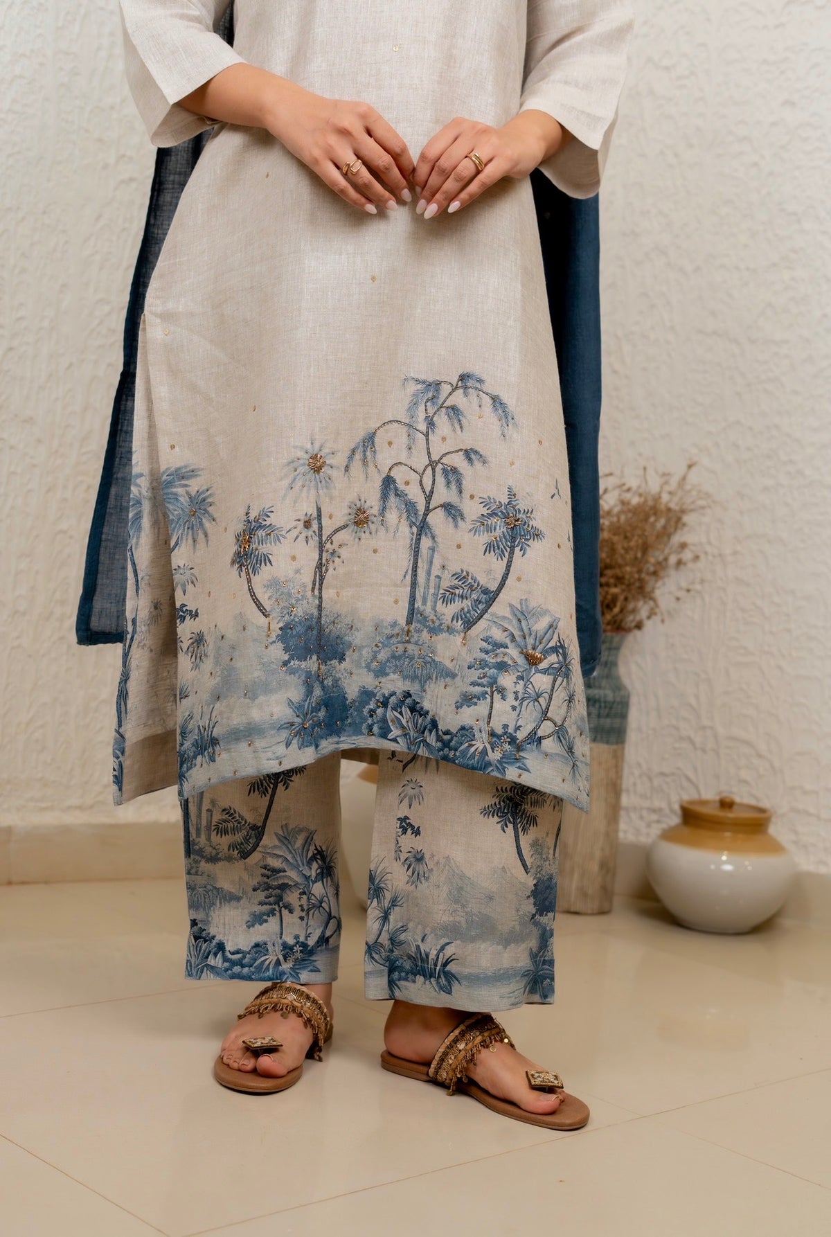 Natural Indigo Linen Set