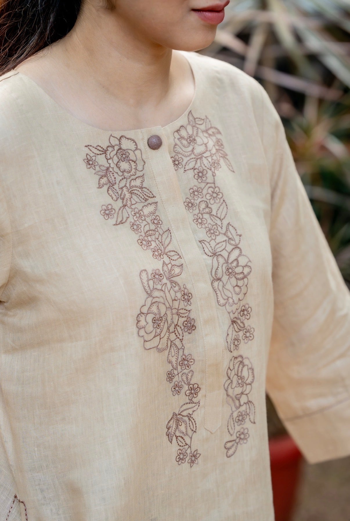 Beaver Ivory-Rust Linen Pair