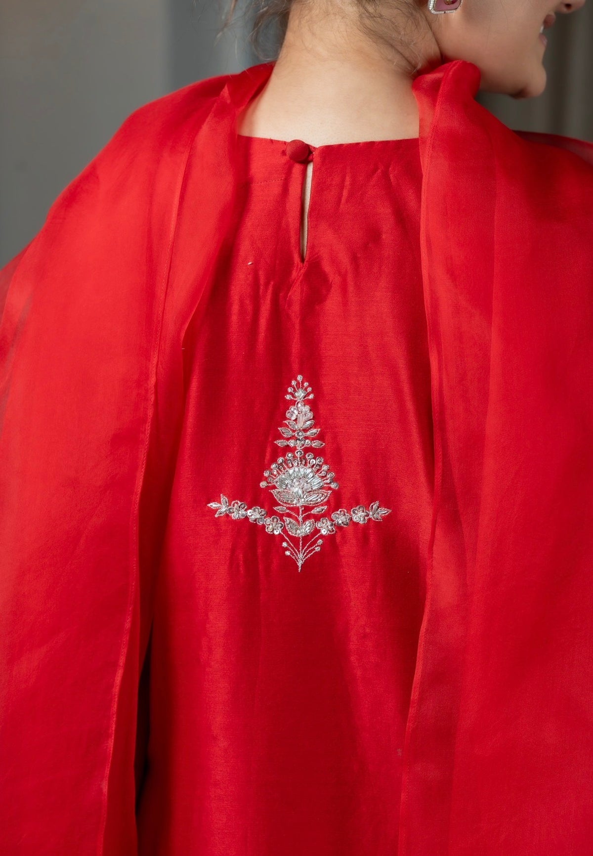 Crimson Red Chanderi Silk Set