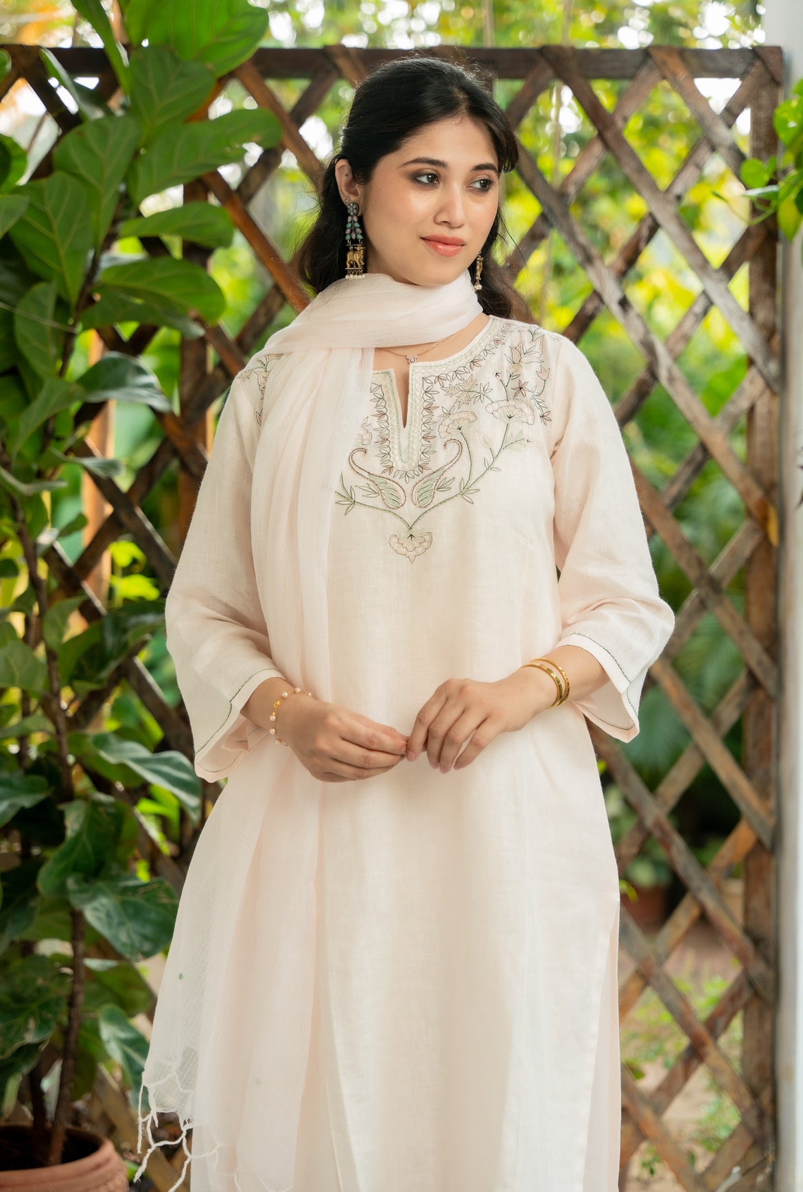Butter Milk Linen Kurta Set