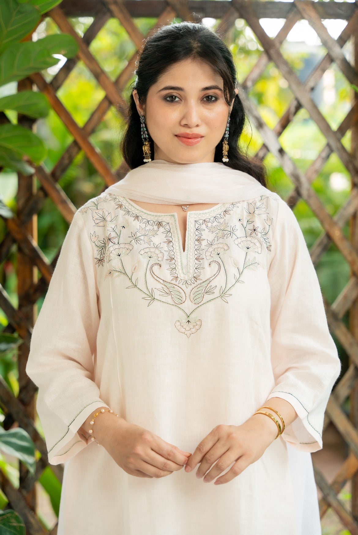 Butter Milk Linen Kurta Set