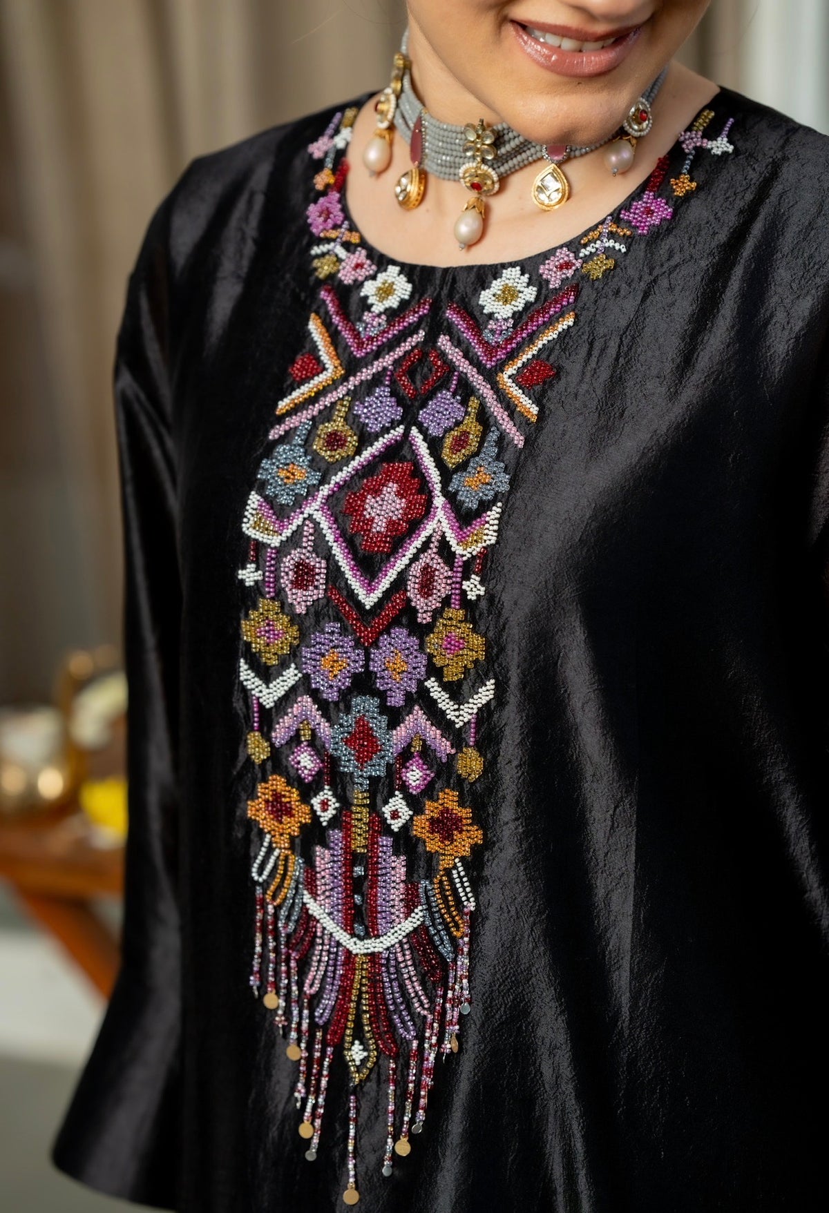 Ebony Black Kora Silk Set
