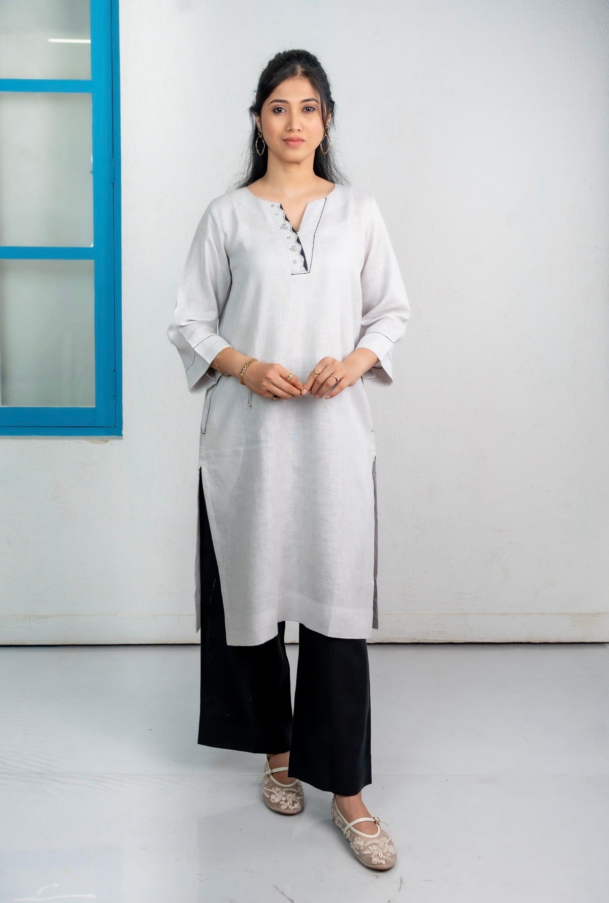 ICE GREY-BLACK LINEN PAIR