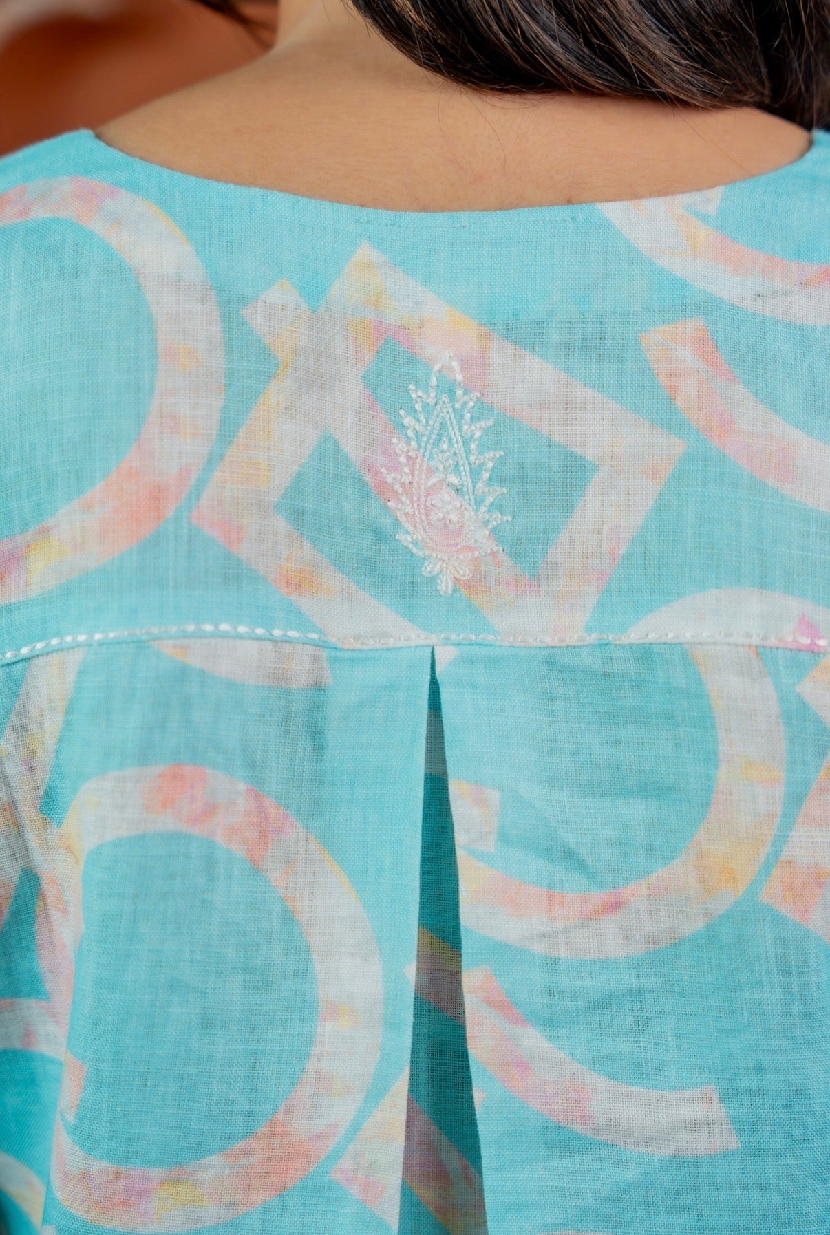 Aqua Blue Linen Pair