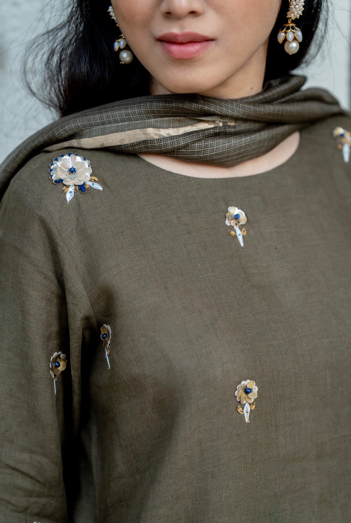 Jade Army Green Linen Set