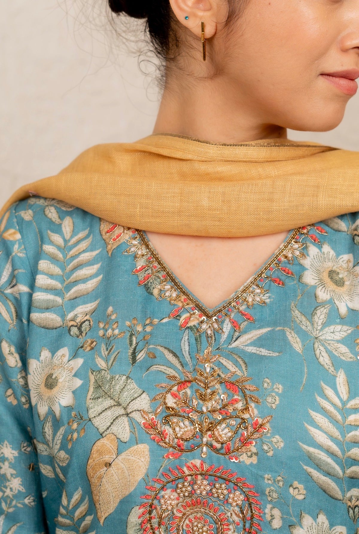Jade Blue Forest Linen Set