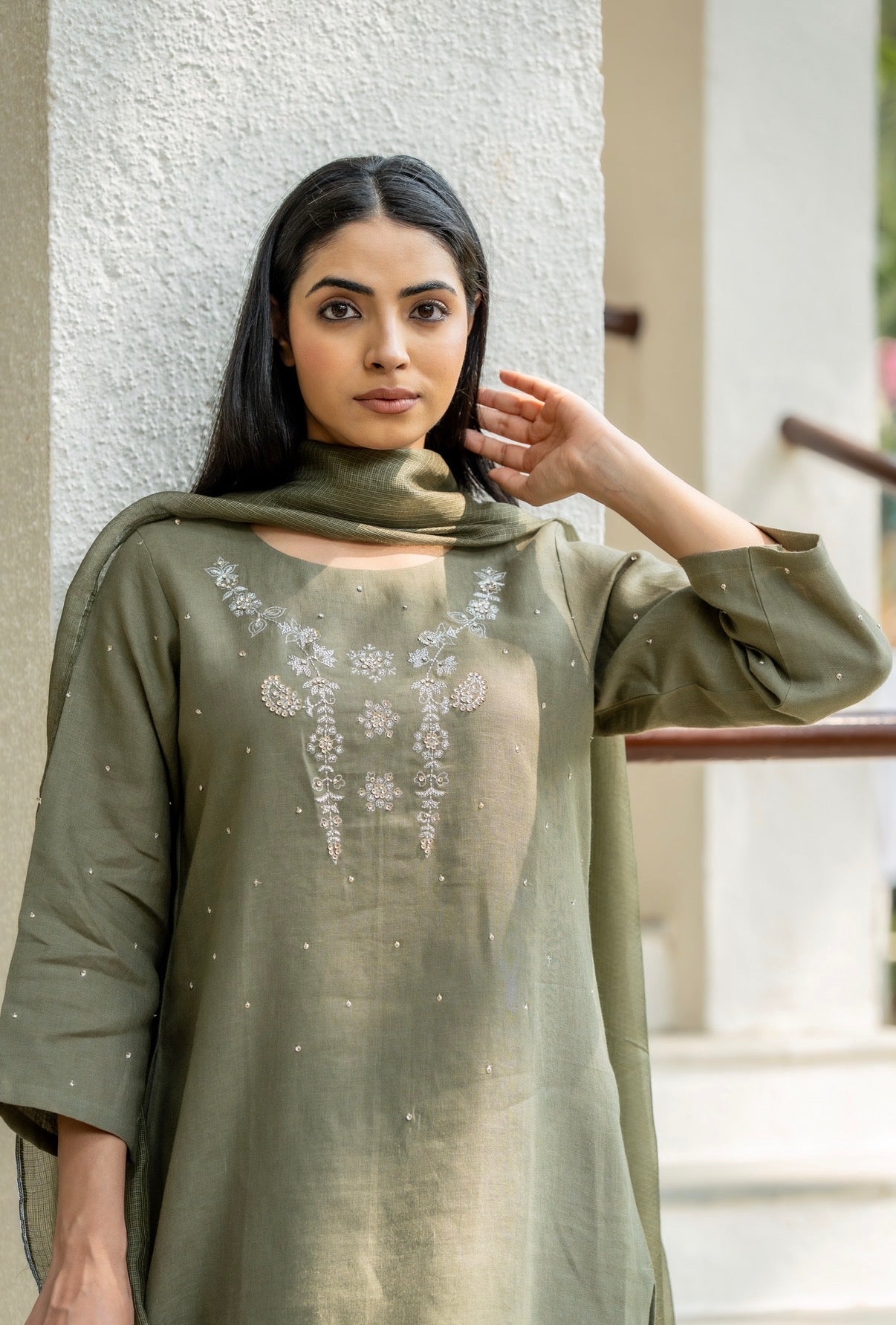 Olive Green Linen Set