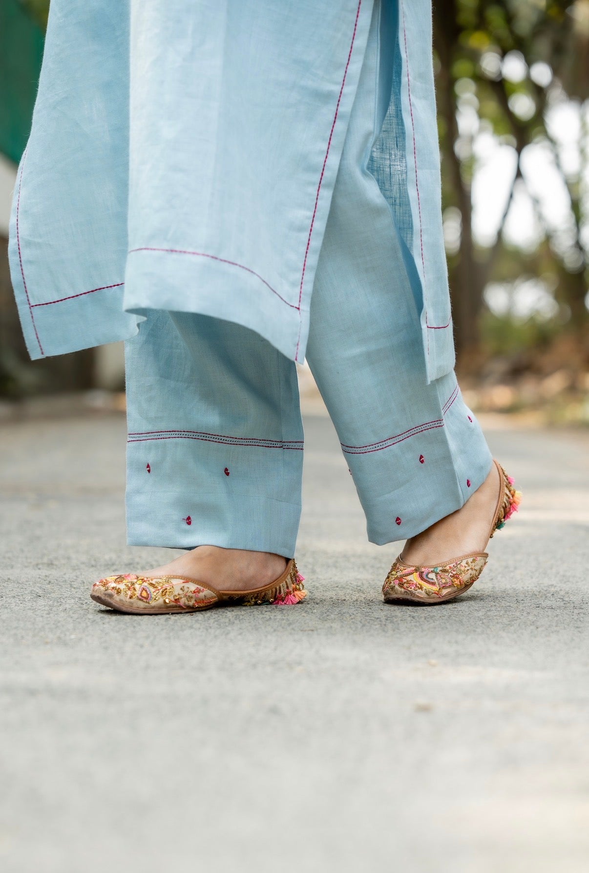 Blossom Blue Linen Set