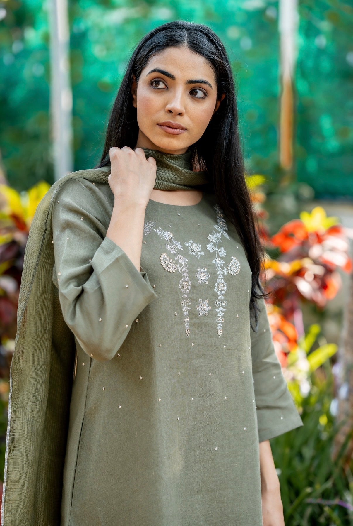 Olive Green Linen Set