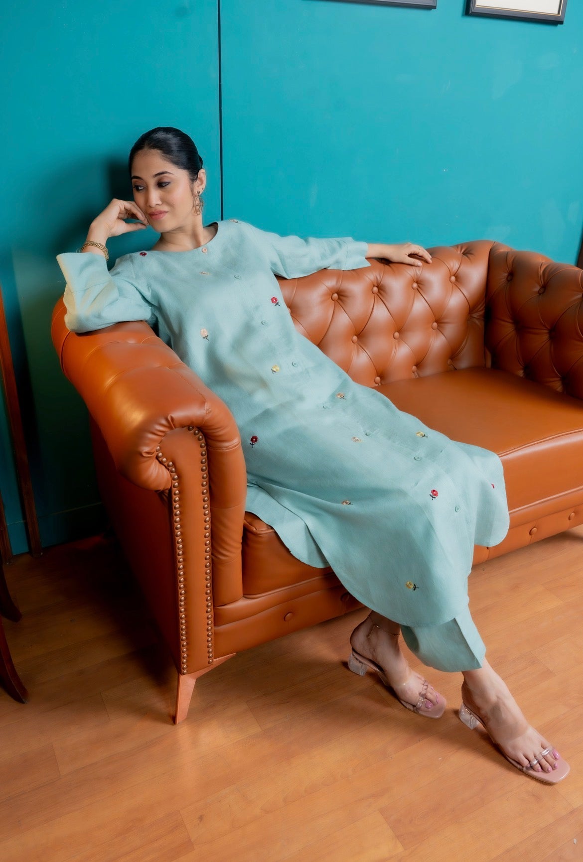 Blue-Green Linen Pair