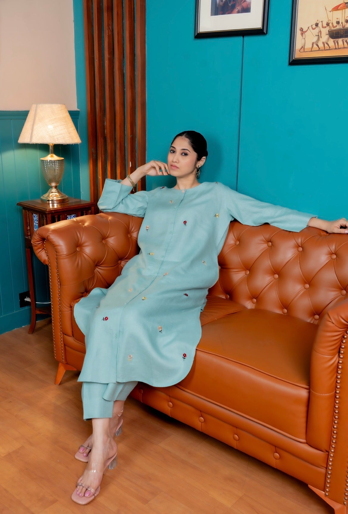 Blue-Green Linen Pair