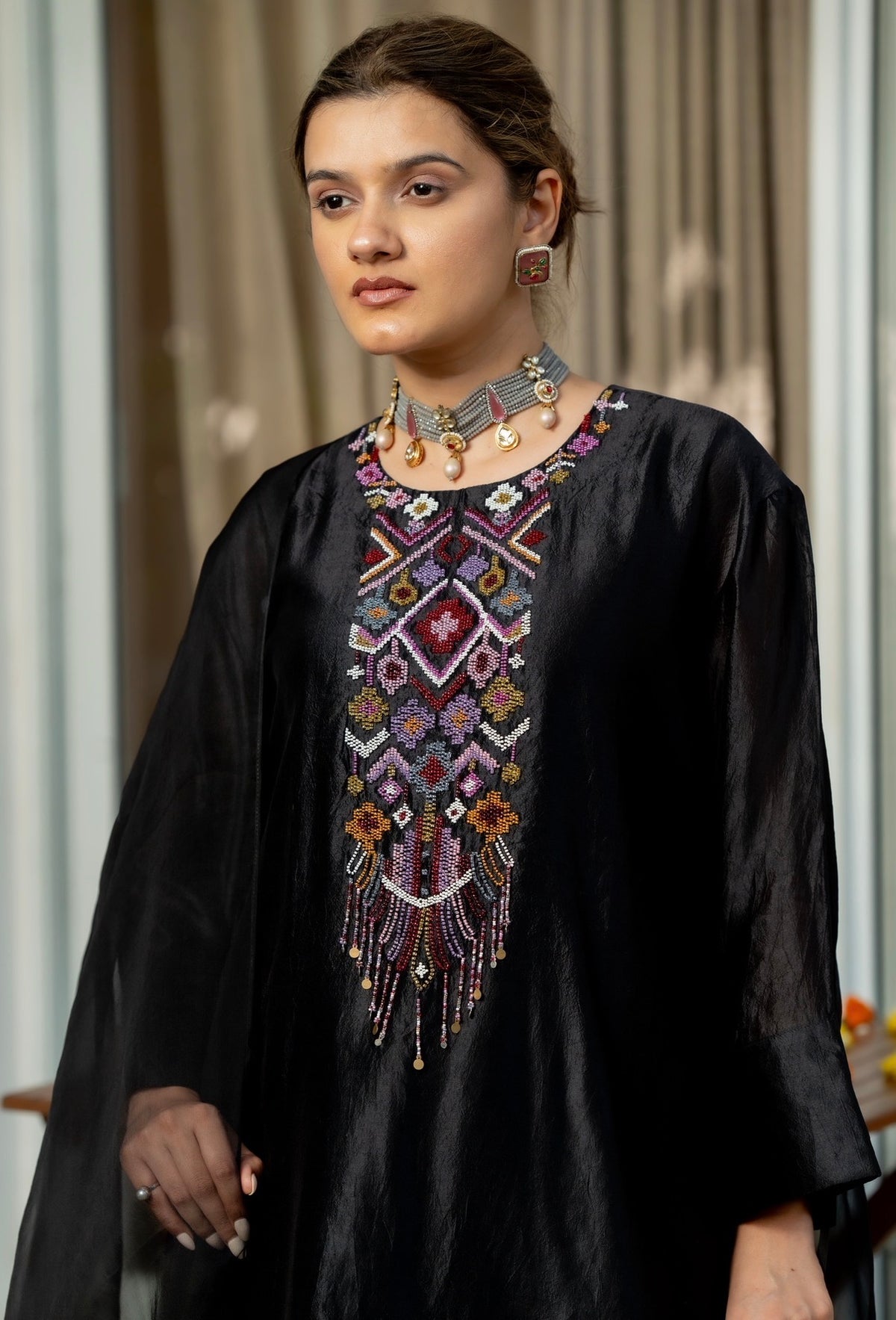 Ebony Black Kora Silk Set