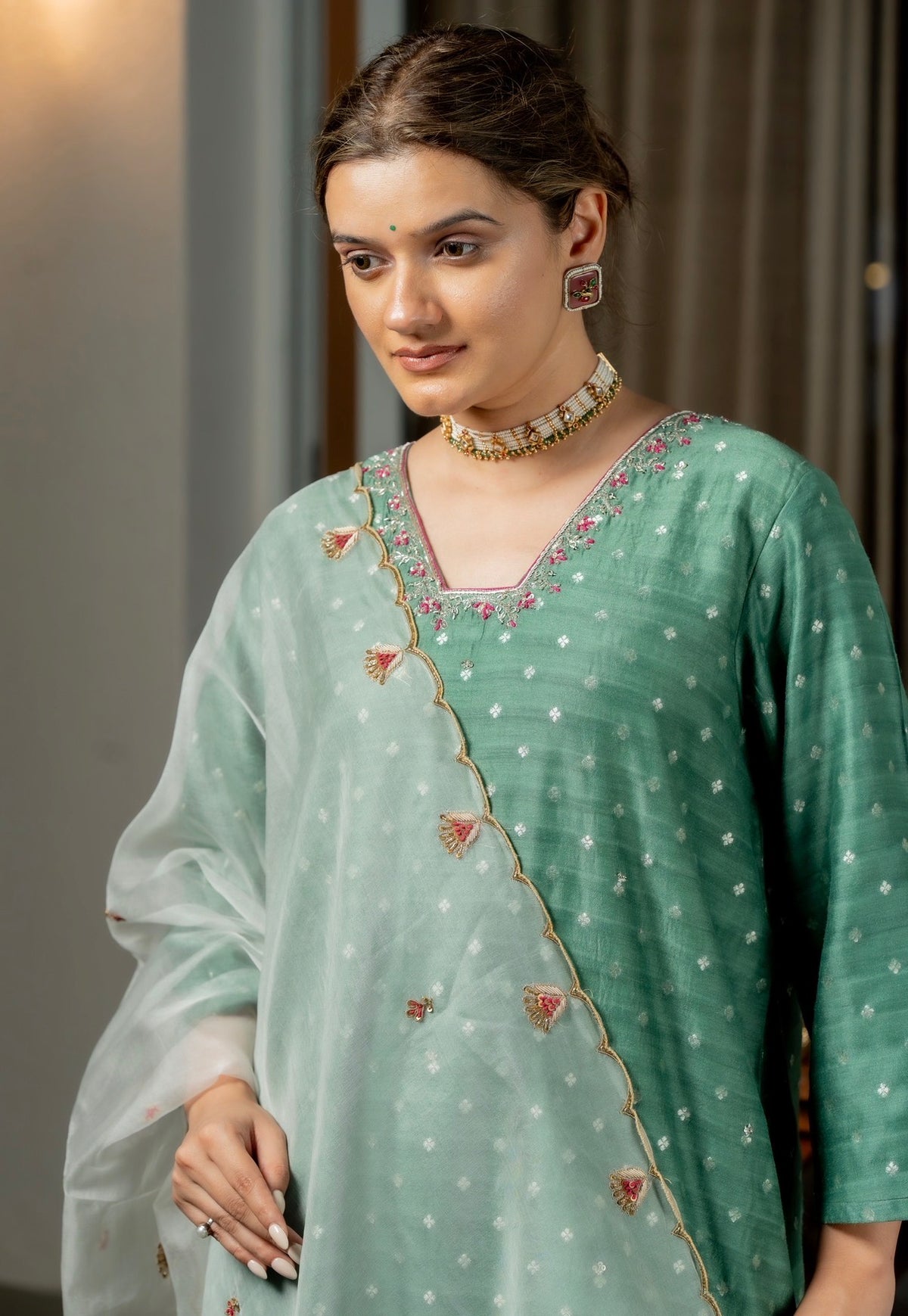 Fern Green Moonga Silk Set