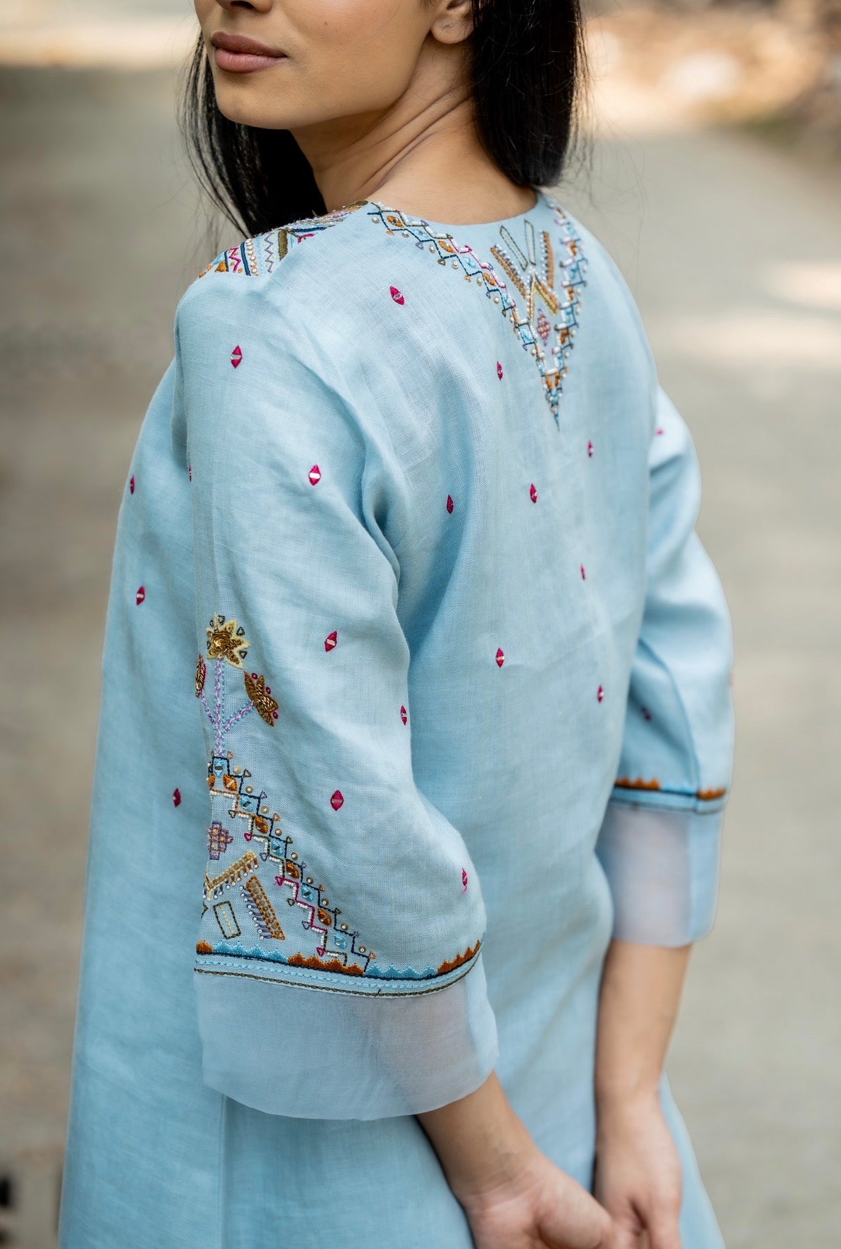 Blossom Blue Linen Set