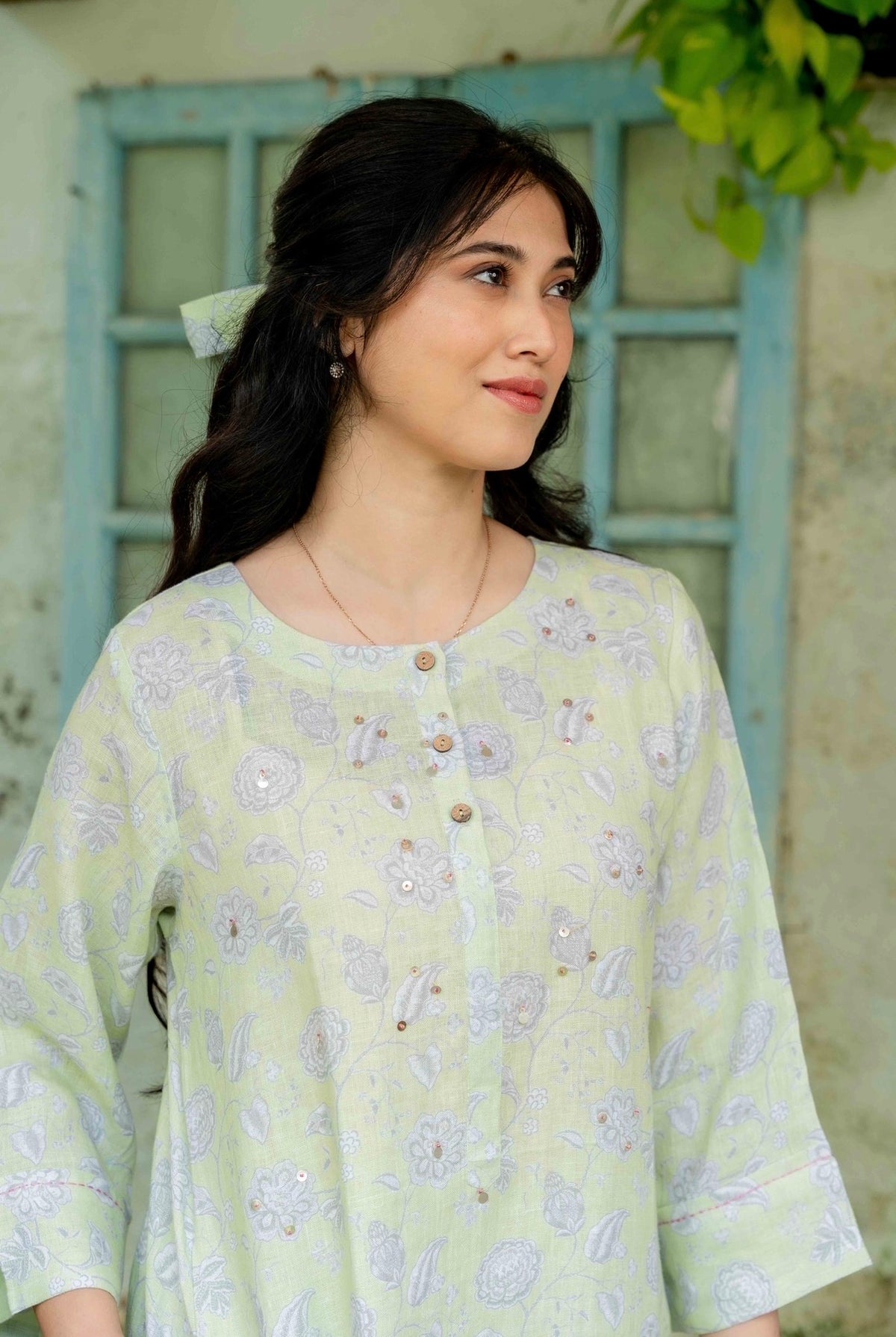 Seaform Green Linen Pair
