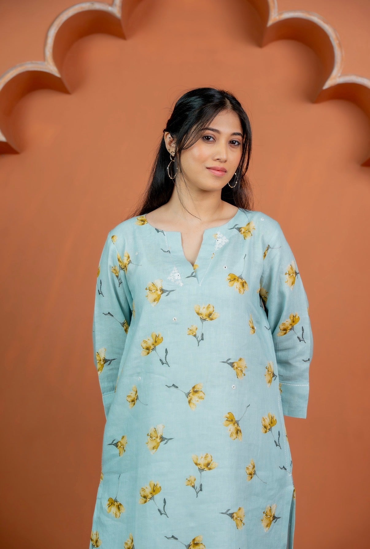 Teal Blue Linen Pair