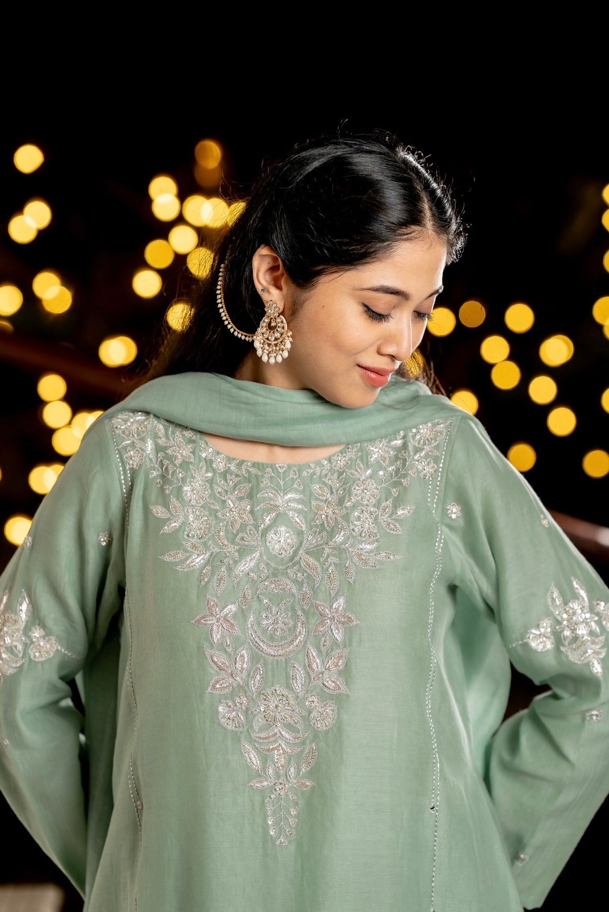 Pale Green Chanderi Silk Set