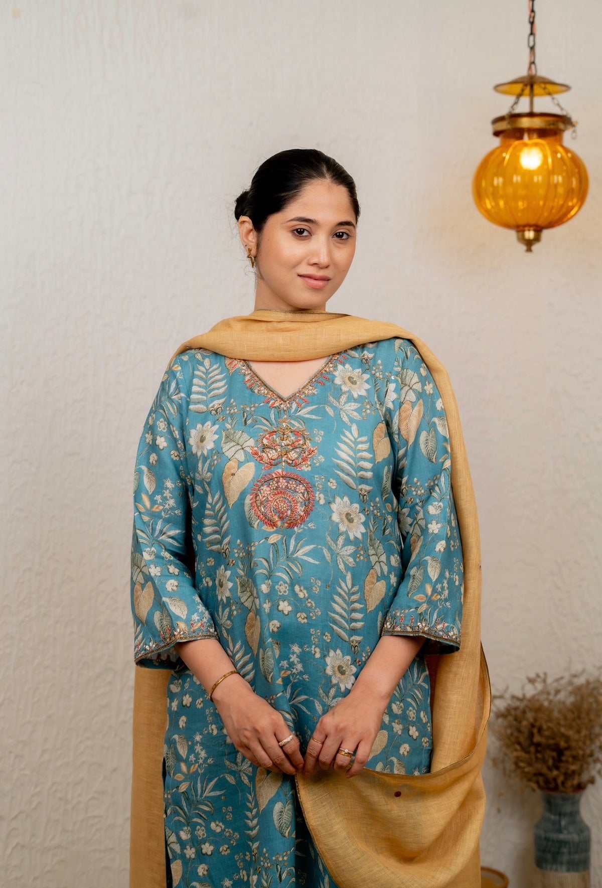 Jade Blue Forest Linen Set