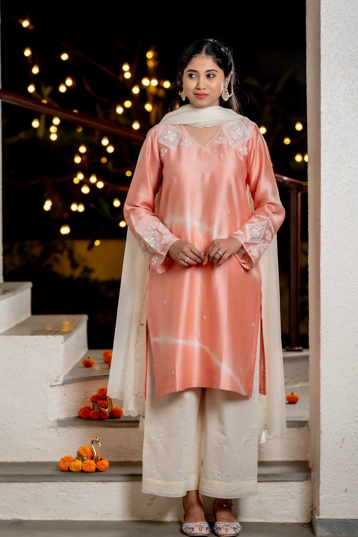Baby Pink Chanderi Silk Set