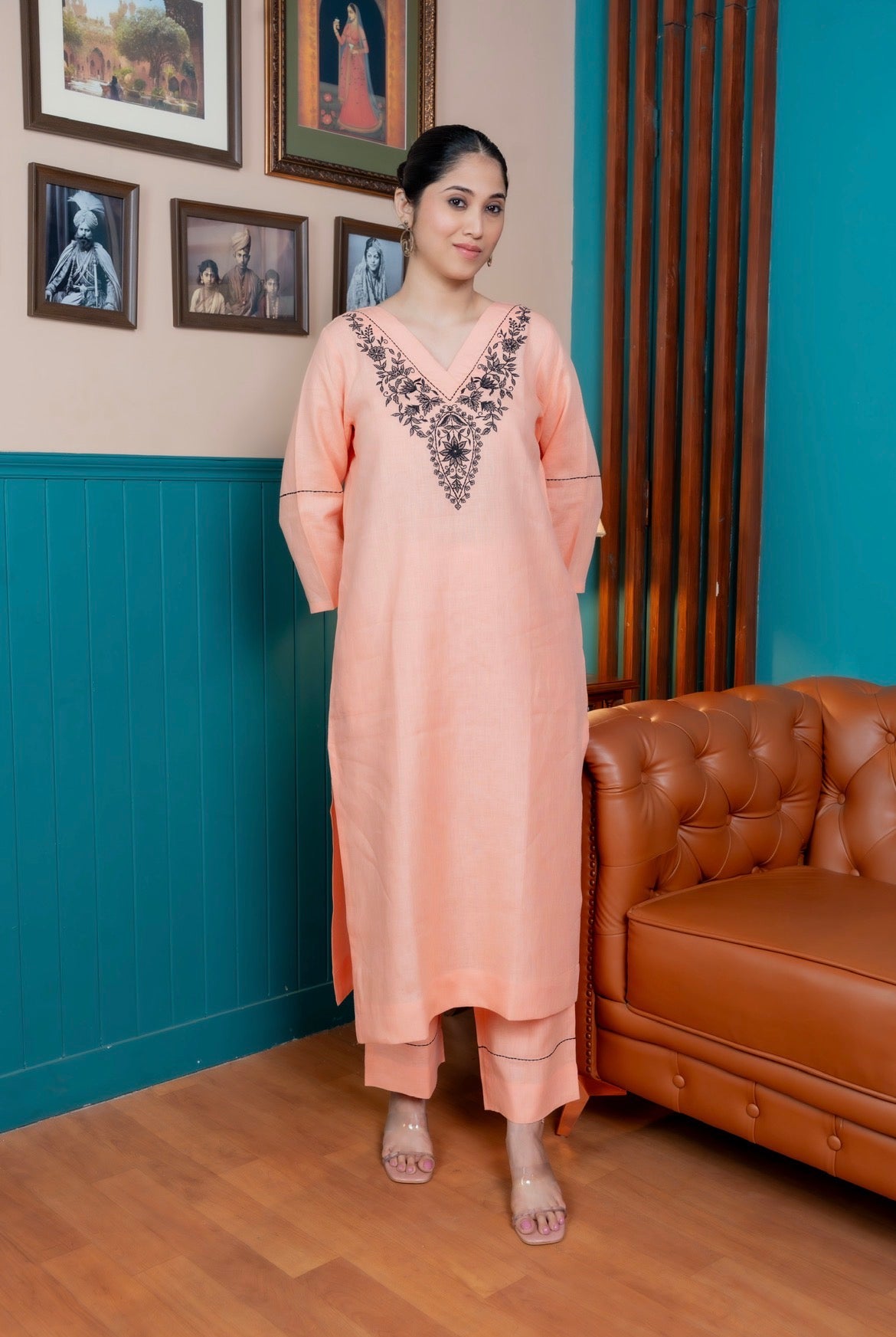 Creamy Peach Linen Pair