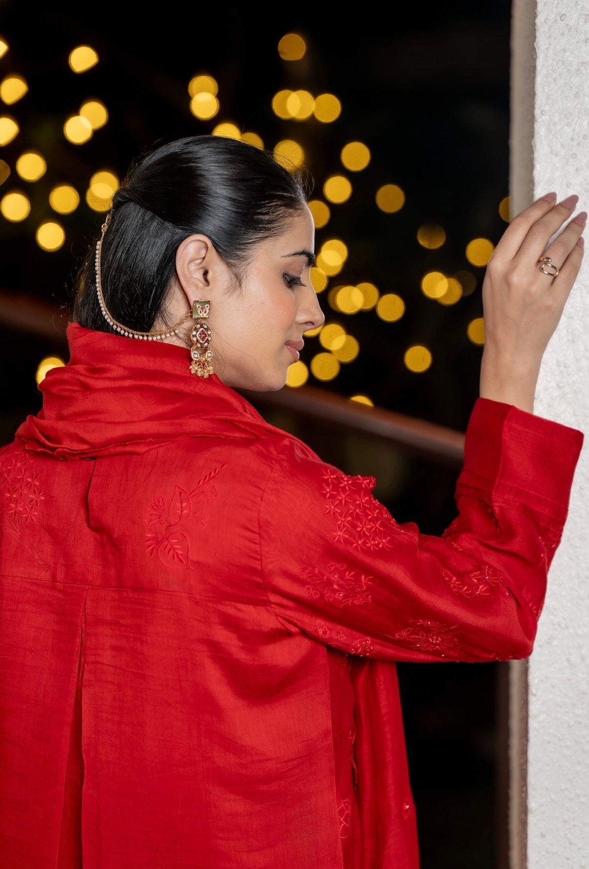 Scarlet Red Chanderi Silk Set