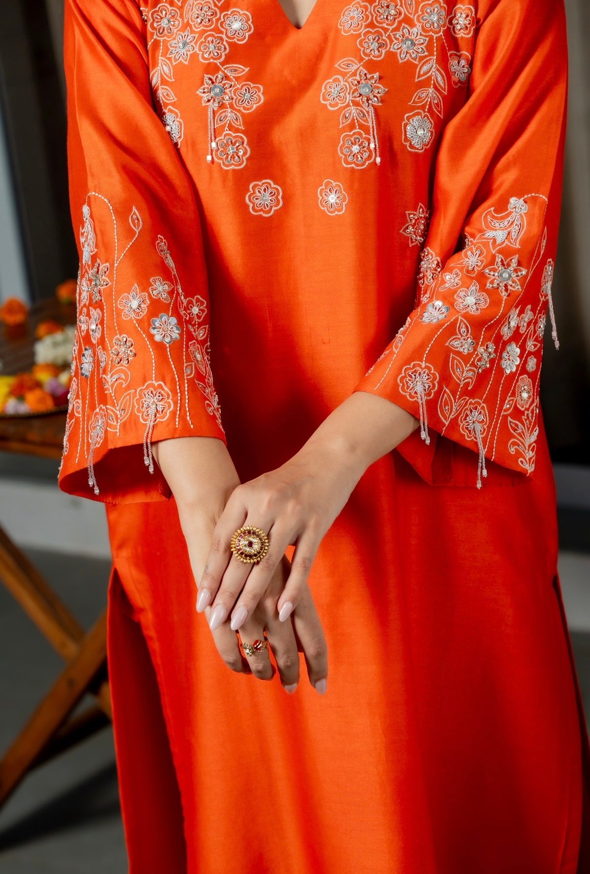 Tangerine Orange Kora Silk Set