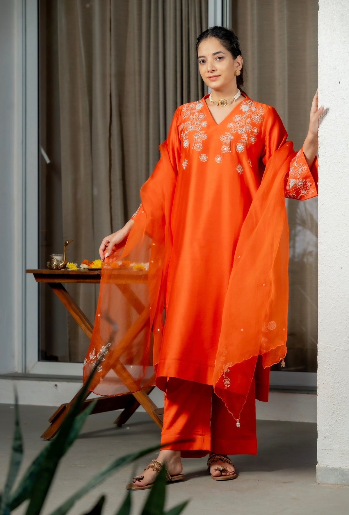 Tangerine Orange Kora Silk Set