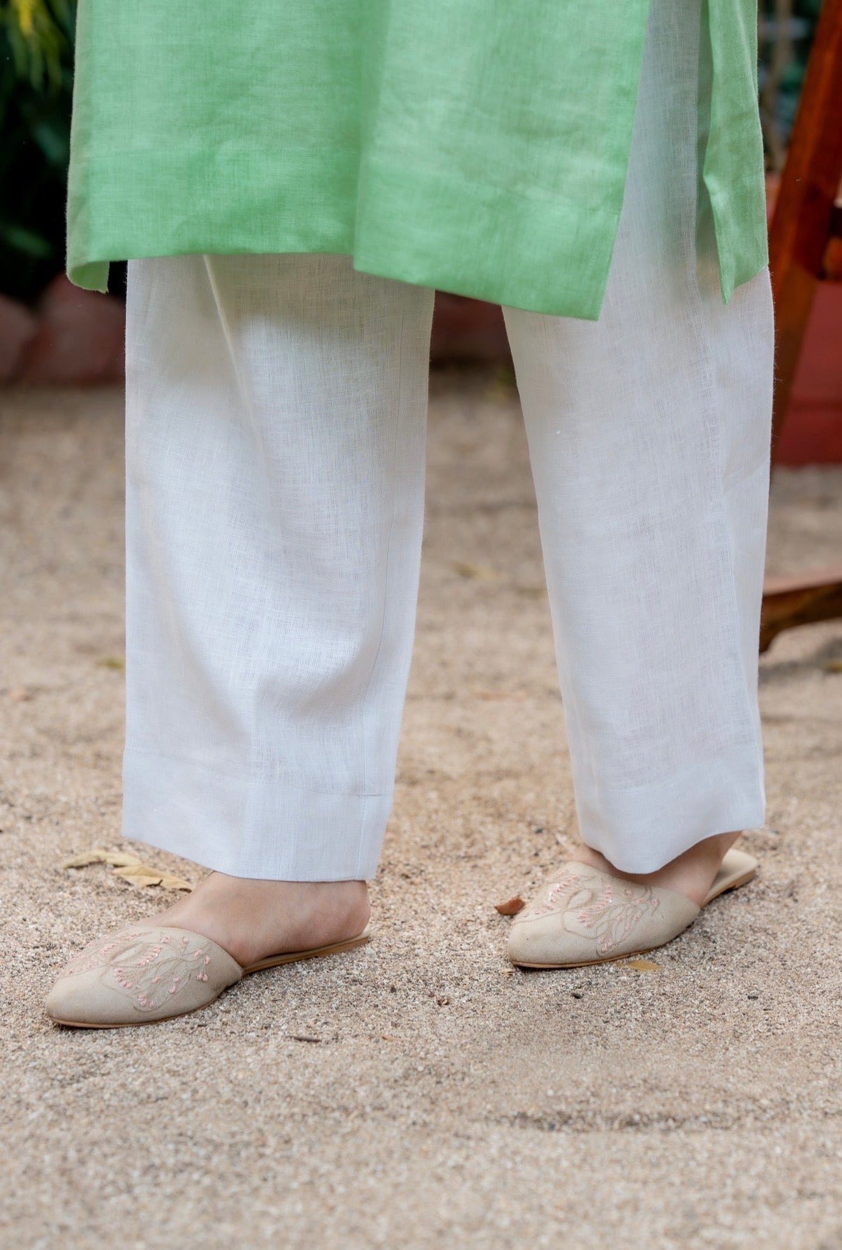 Spring Green-Grey Linen Pair