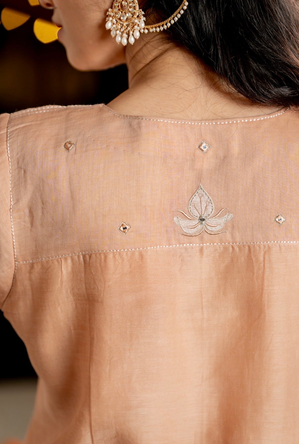 Almond Beige chanderi silk set