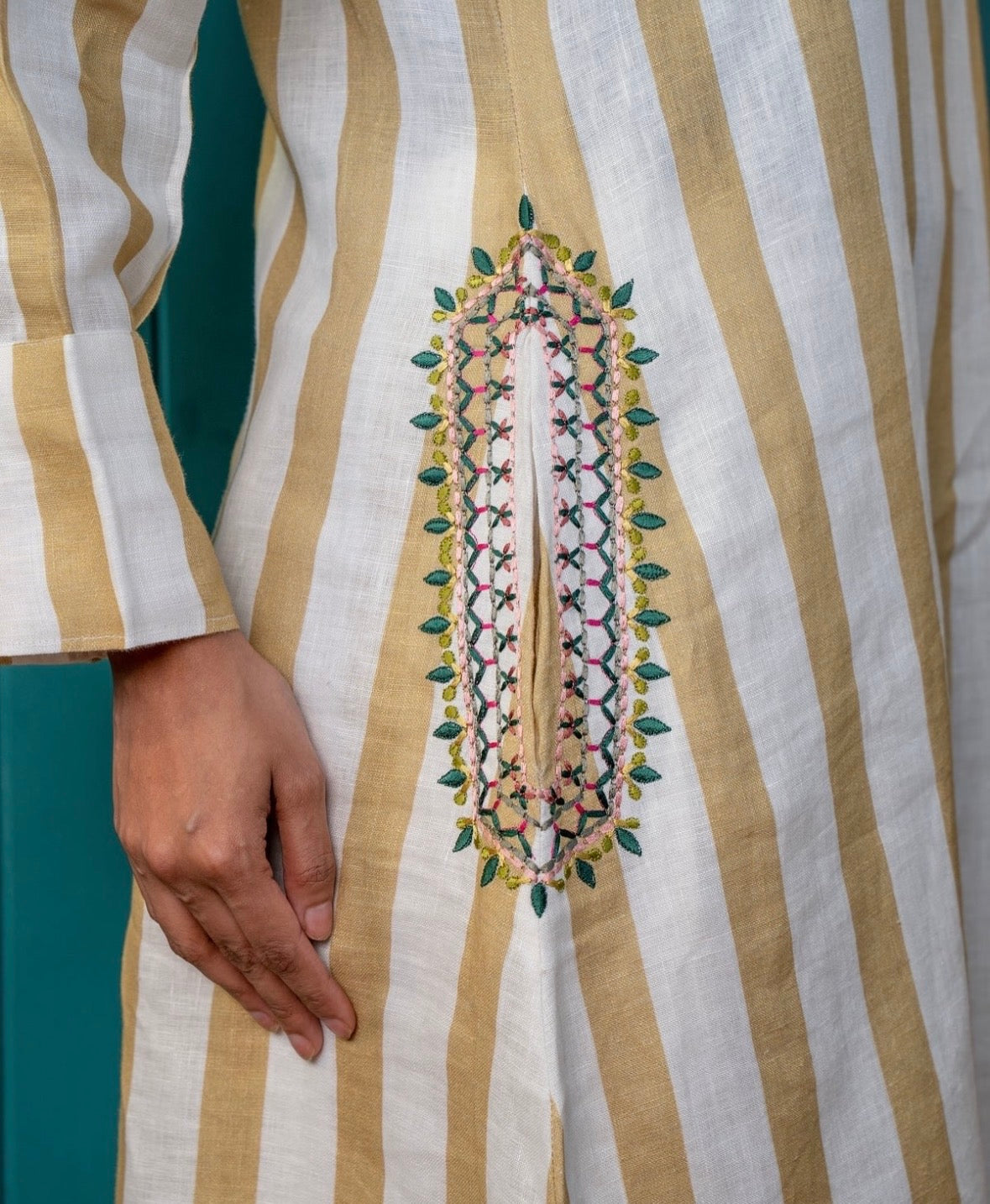 Mustard Stripe Linen Pair