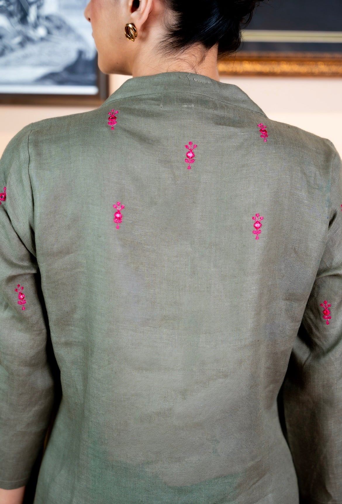 Seaweed Green Linen Pair