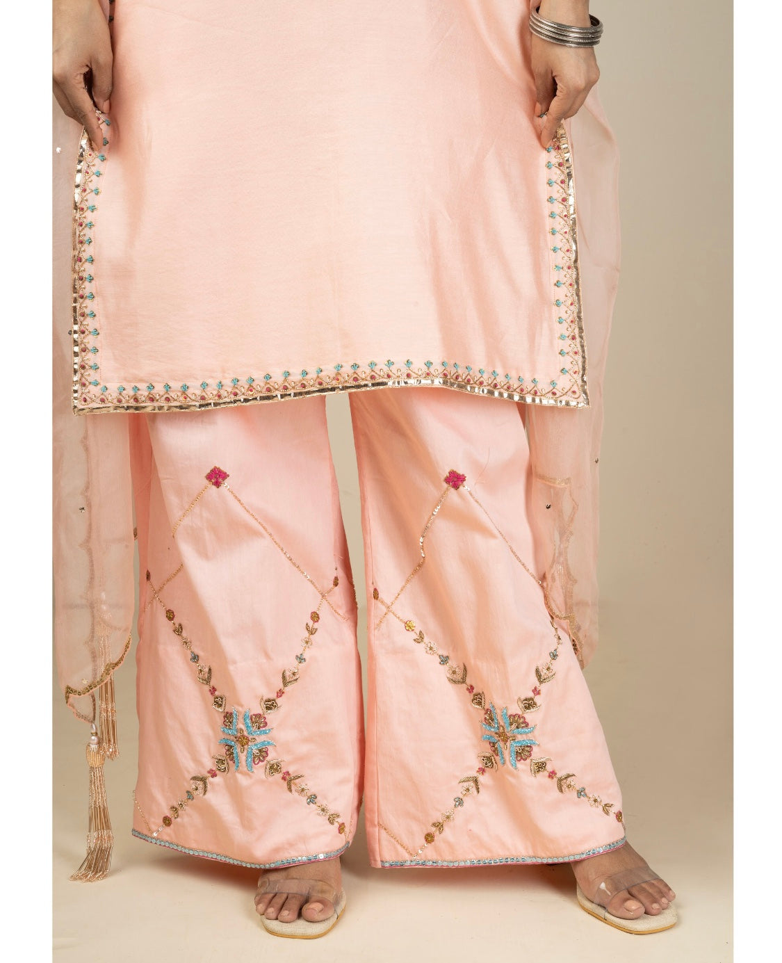 Rose Pink Chanderi silk suit - Siara Women