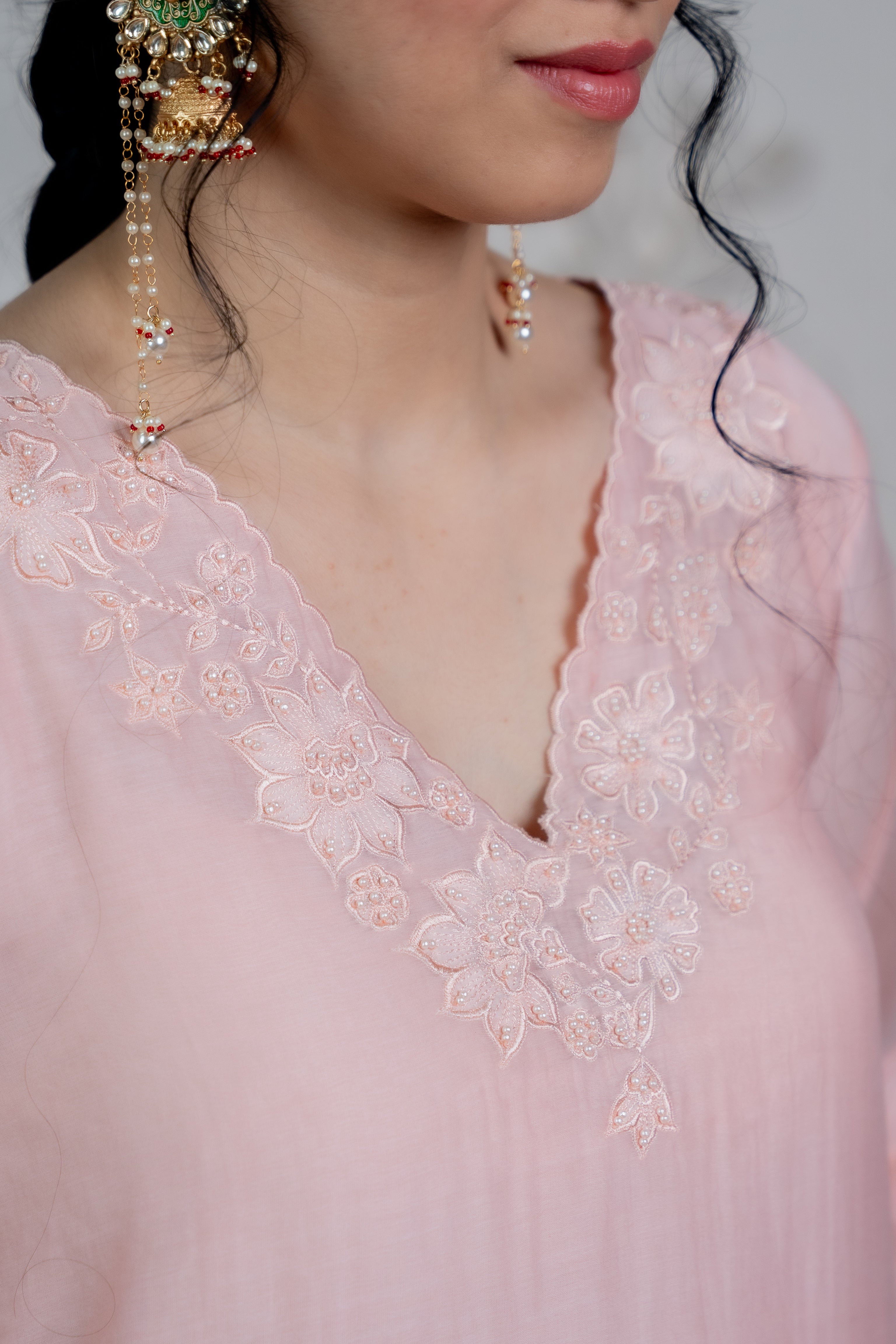 Rose Pink Chanderi Suit Set