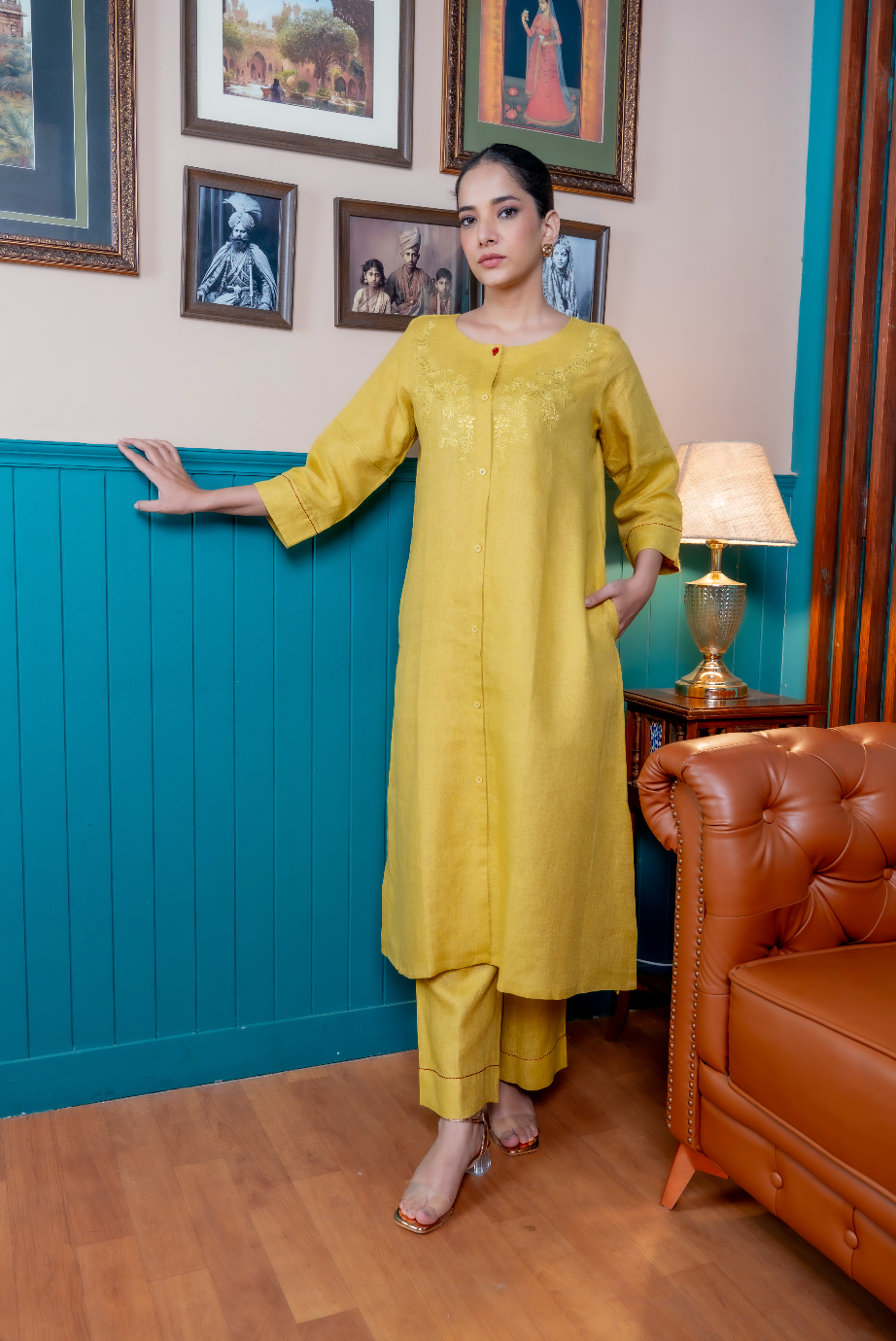 Saffron Yellow Linen Pair