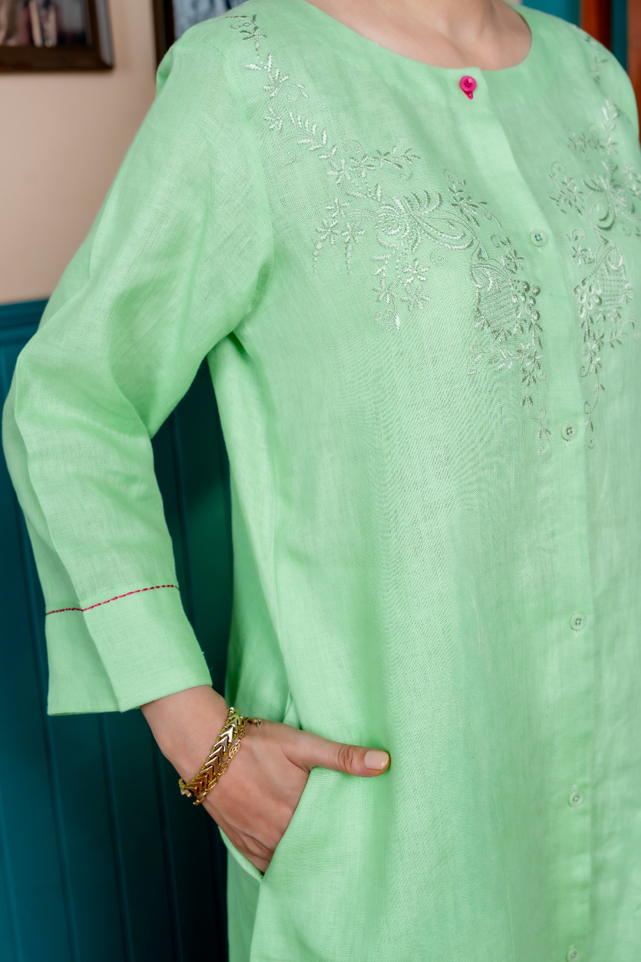 Mint Green Linen Pair