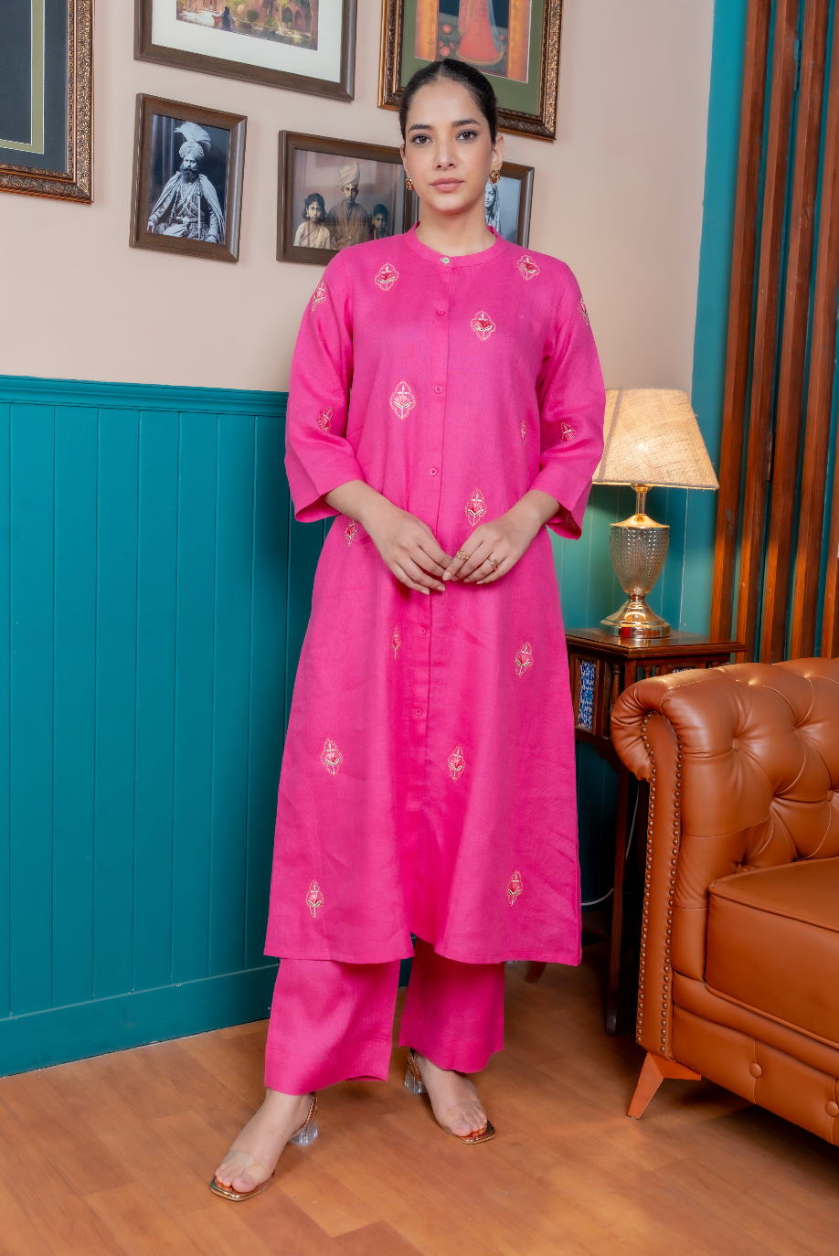 Magenta Pink Linen Pair